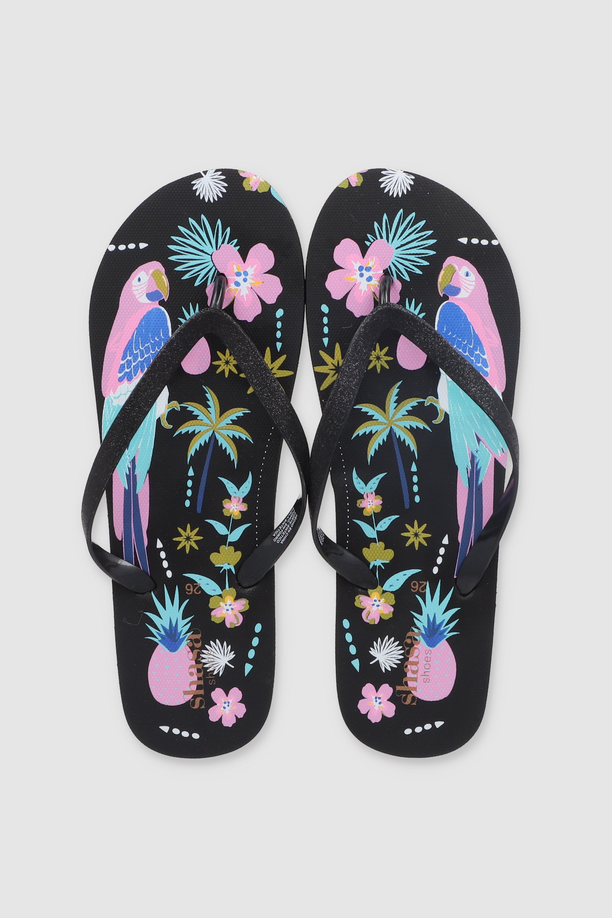 FLIP FLOP TUCAN FLORES NEGRO