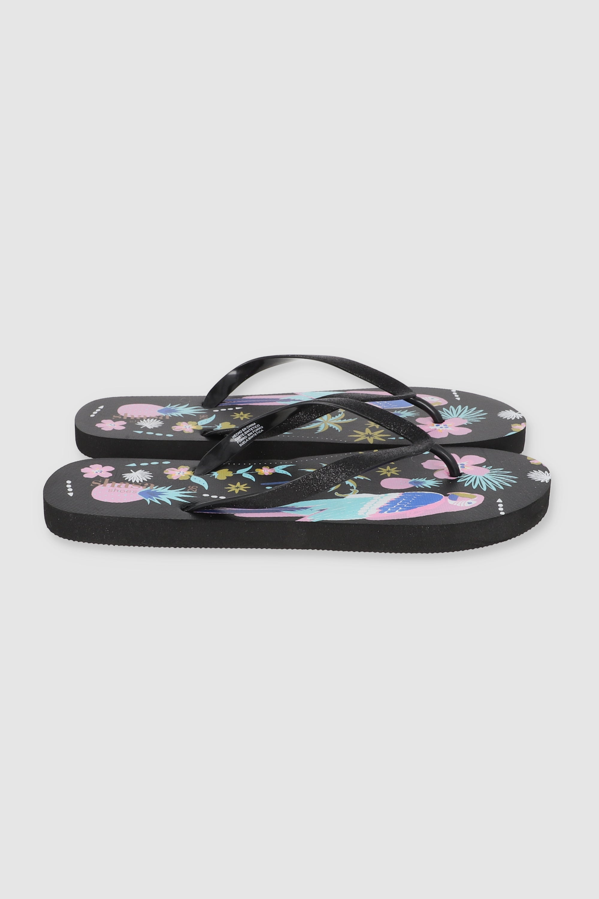 FLIP FLOP TUCAN FLORES NEGRO