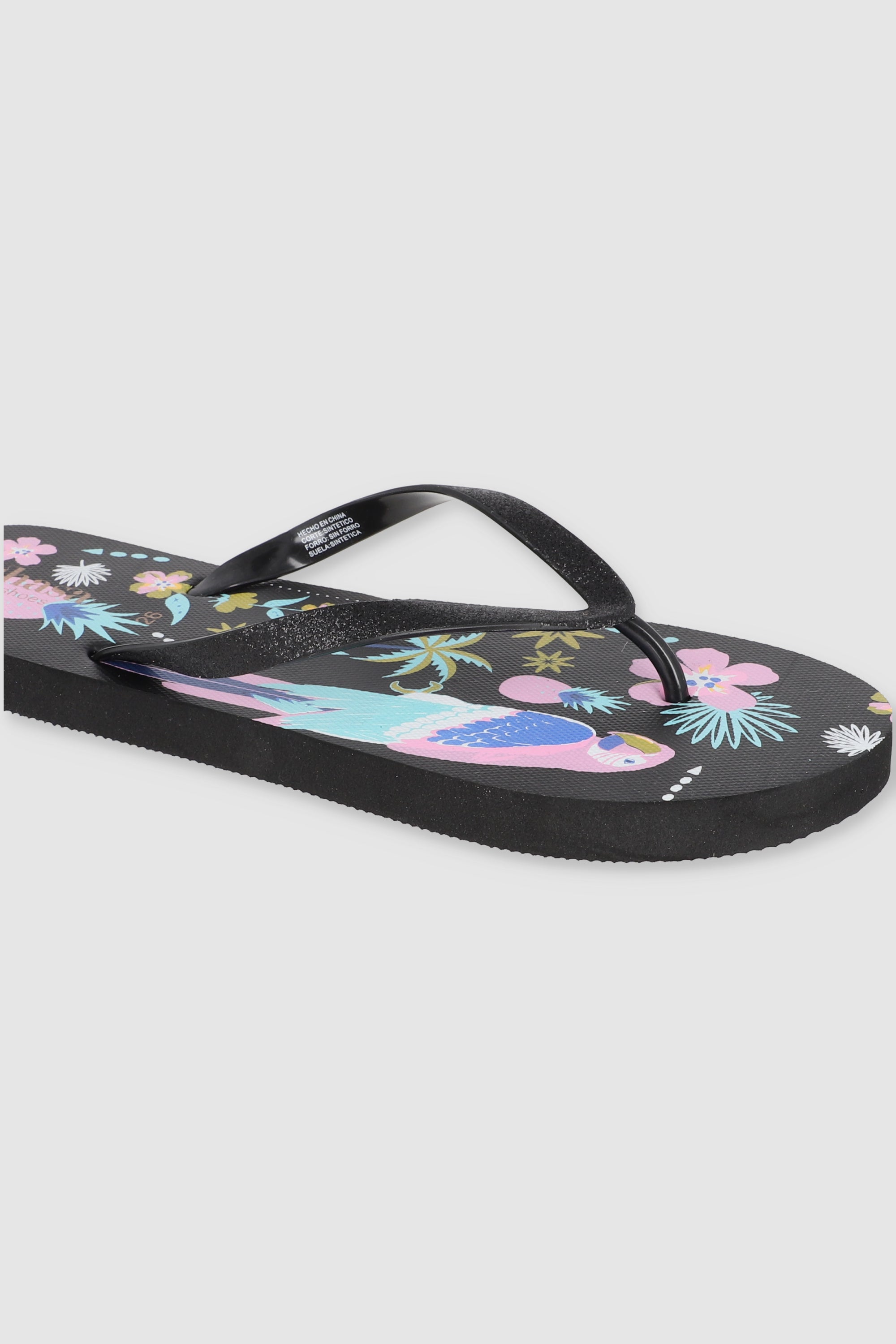 FLIP FLOP TUCAN FLORES NEGRO