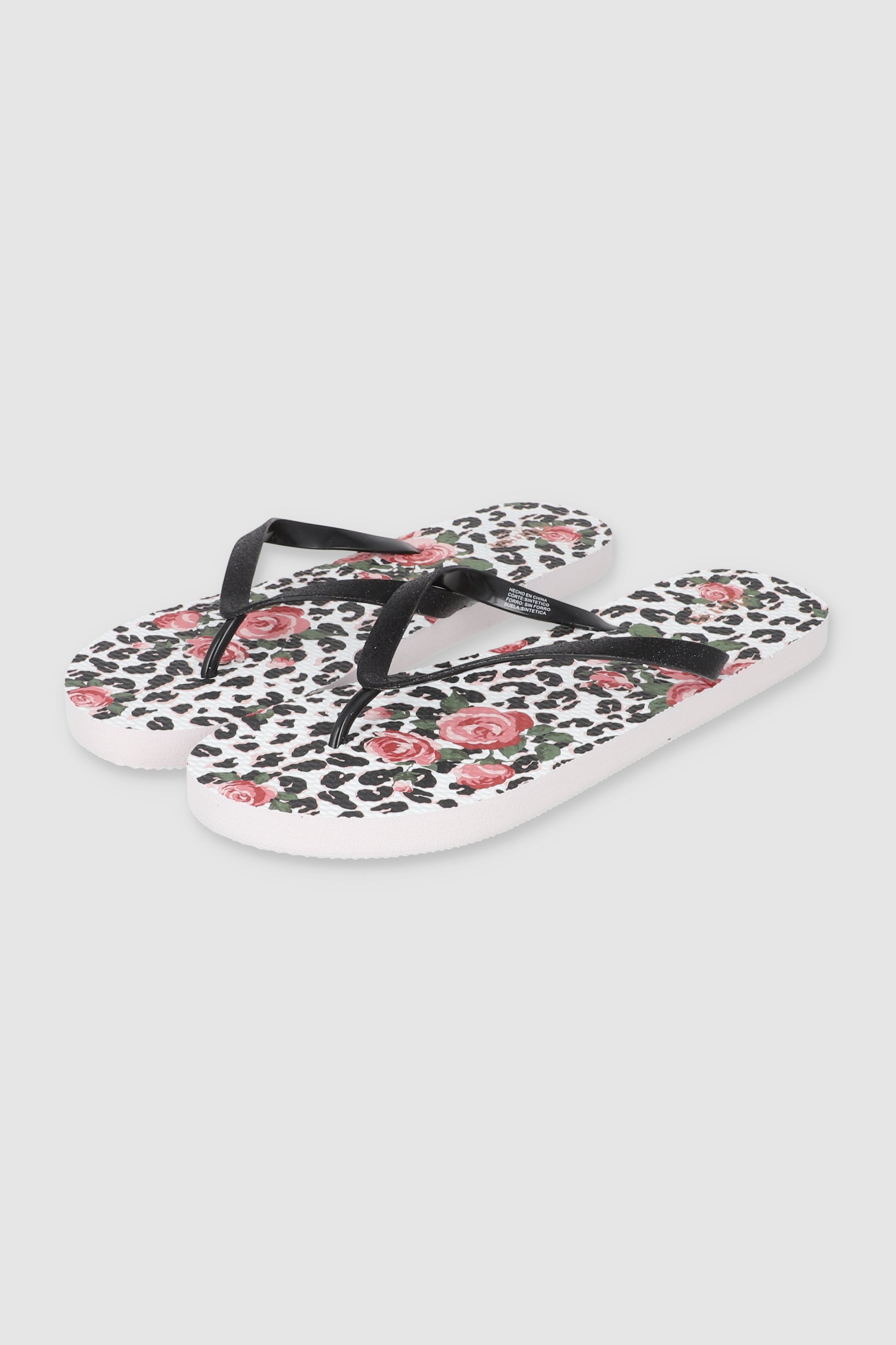 FLIP FLOP LEOPARDO ROSAS NEGRO