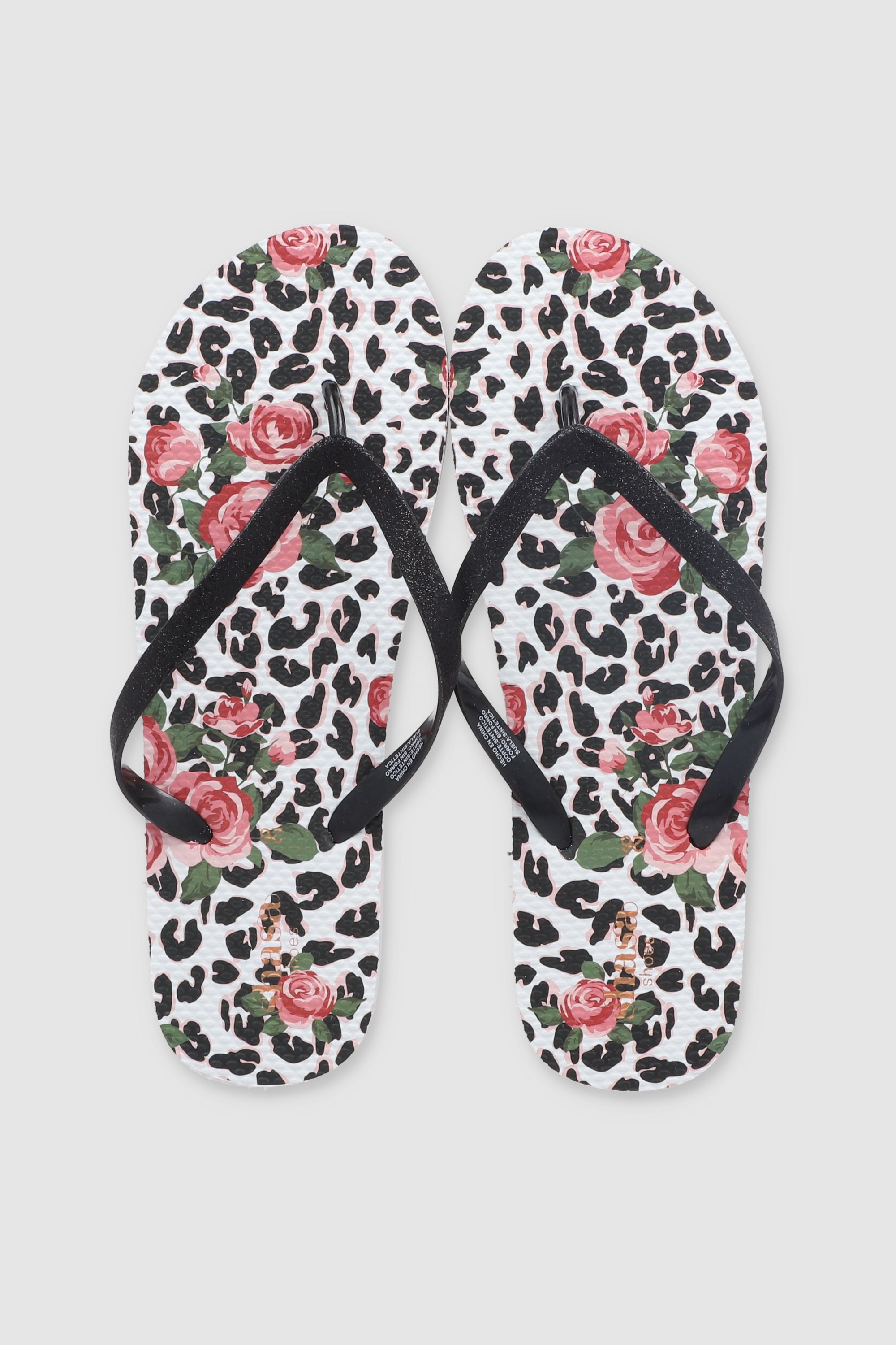 FLIP FLOP LEOPARDO ROSAS NEGRO