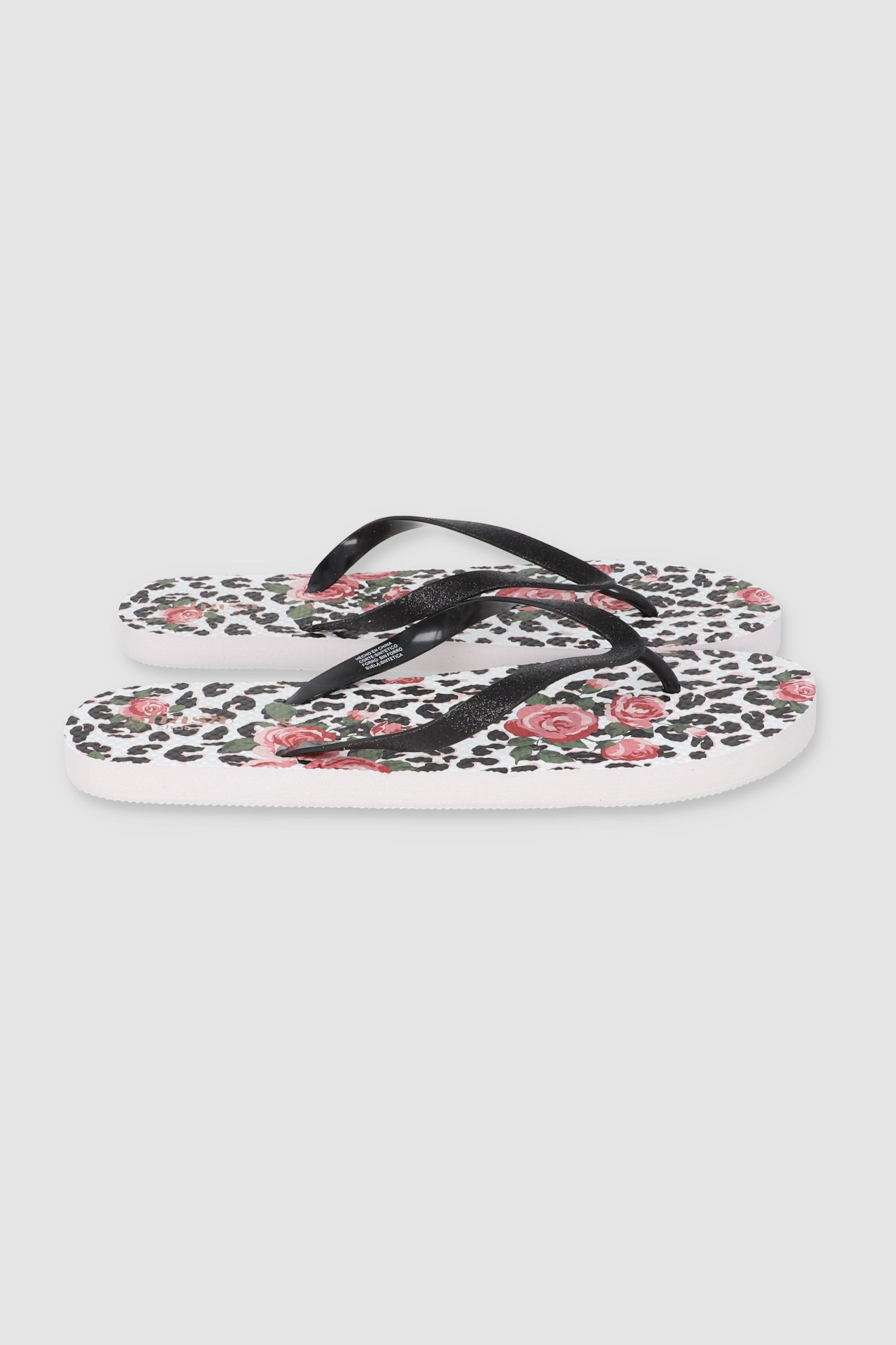 FLIP FLOP LEOPARDO ROSAS NEGRO