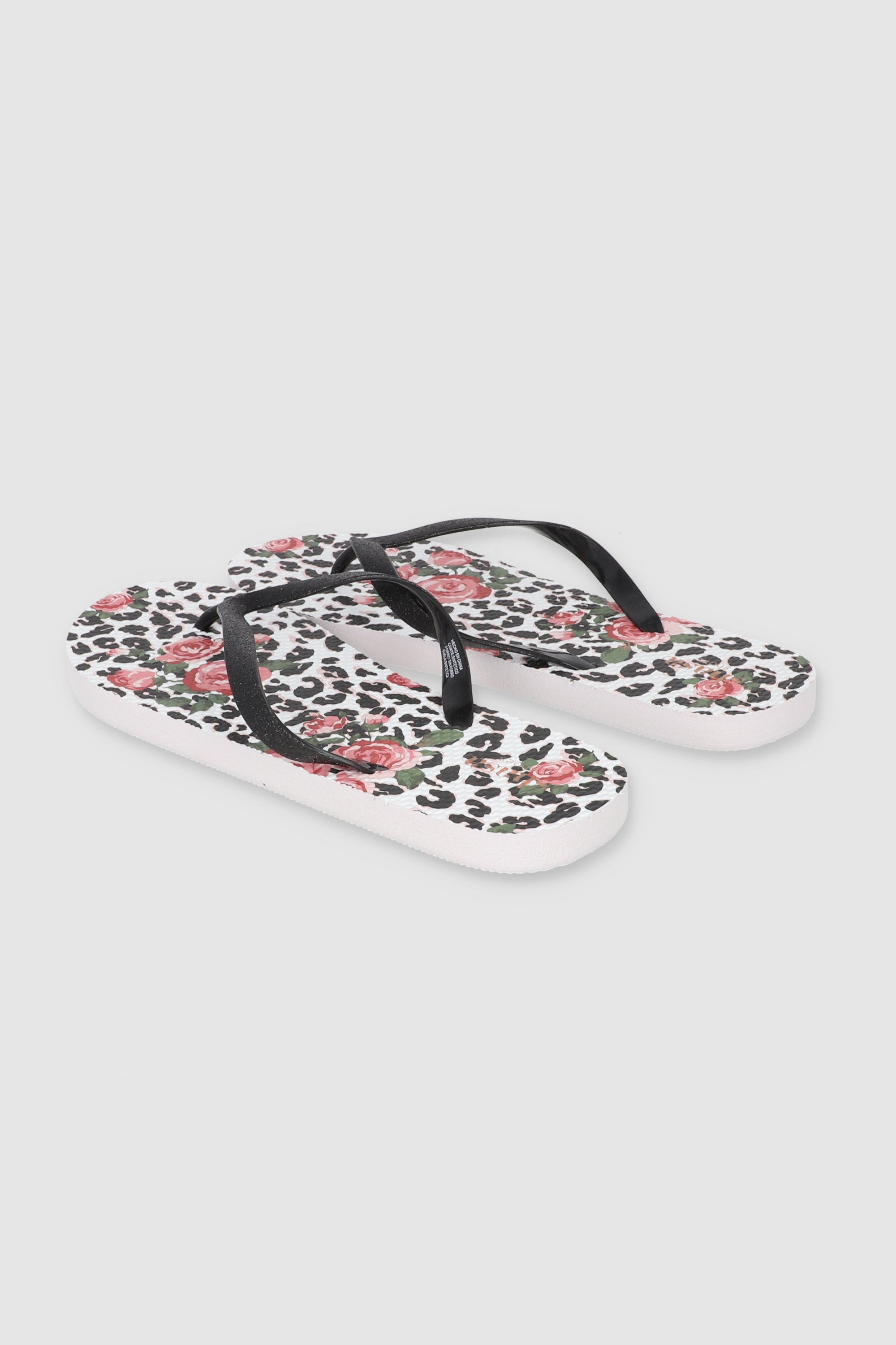 FLIP FLOP LEOPARDO ROSAS NEGRO