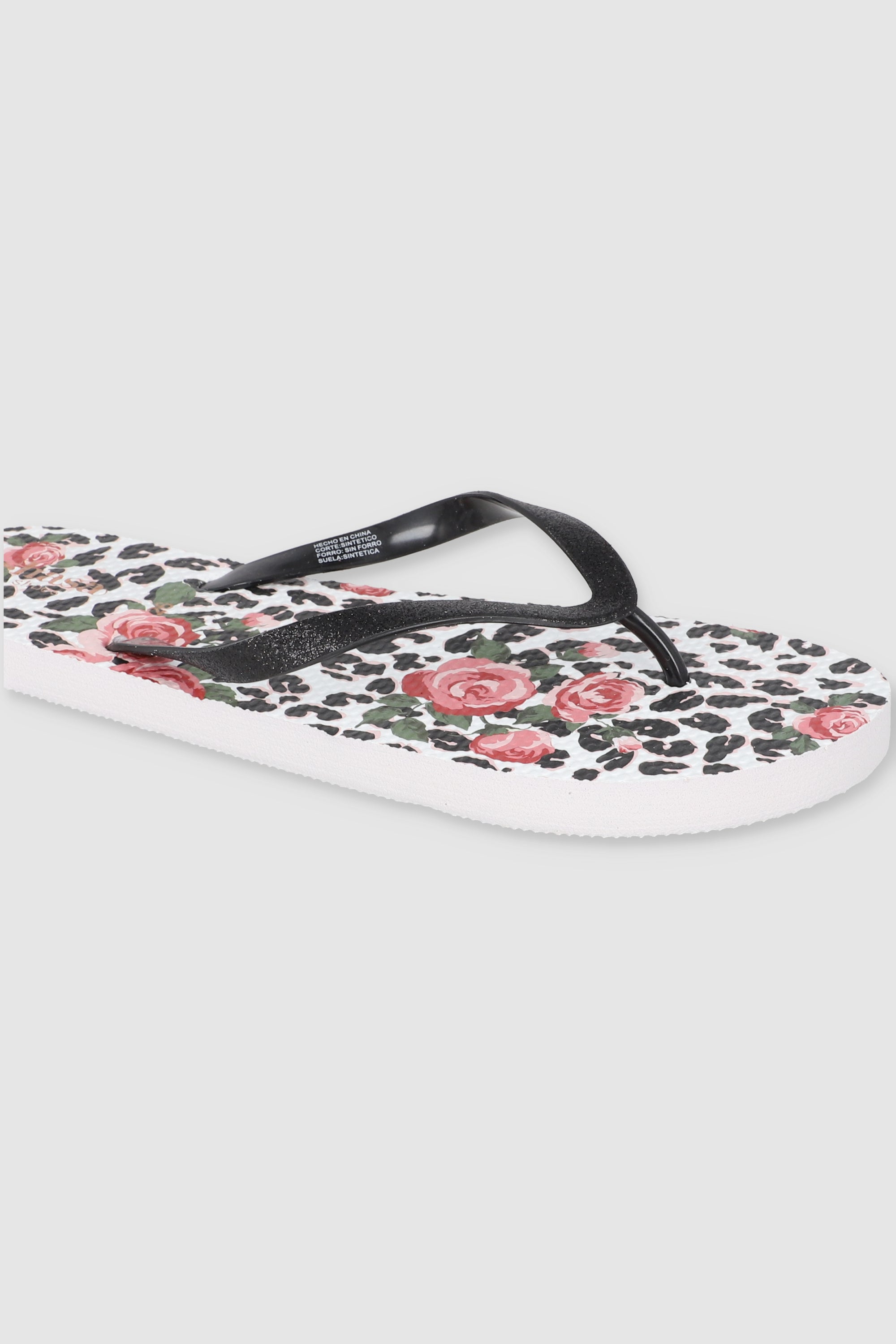 FLIP FLOP LEOPARDO ROSAS NEGRO