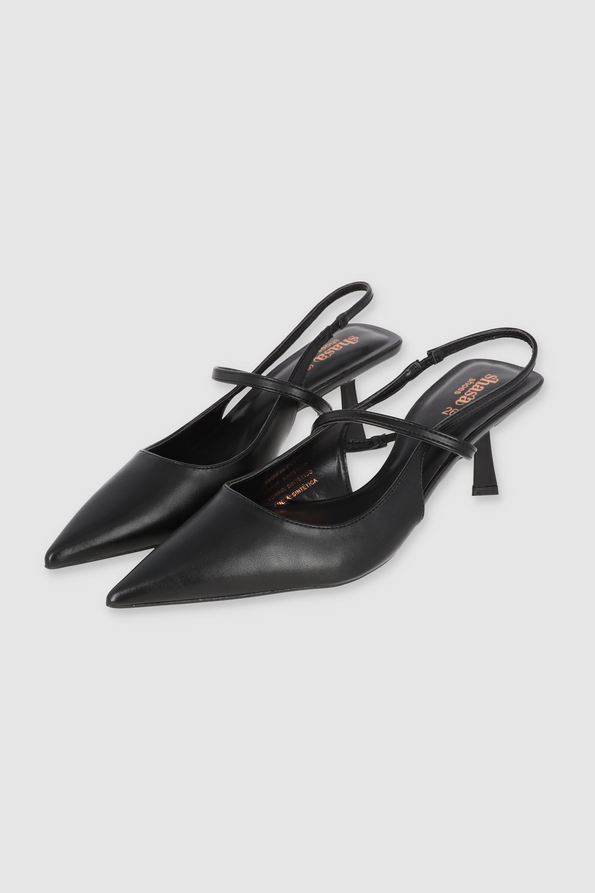 TACON POINTY STRAP EMPEINE NEGRO