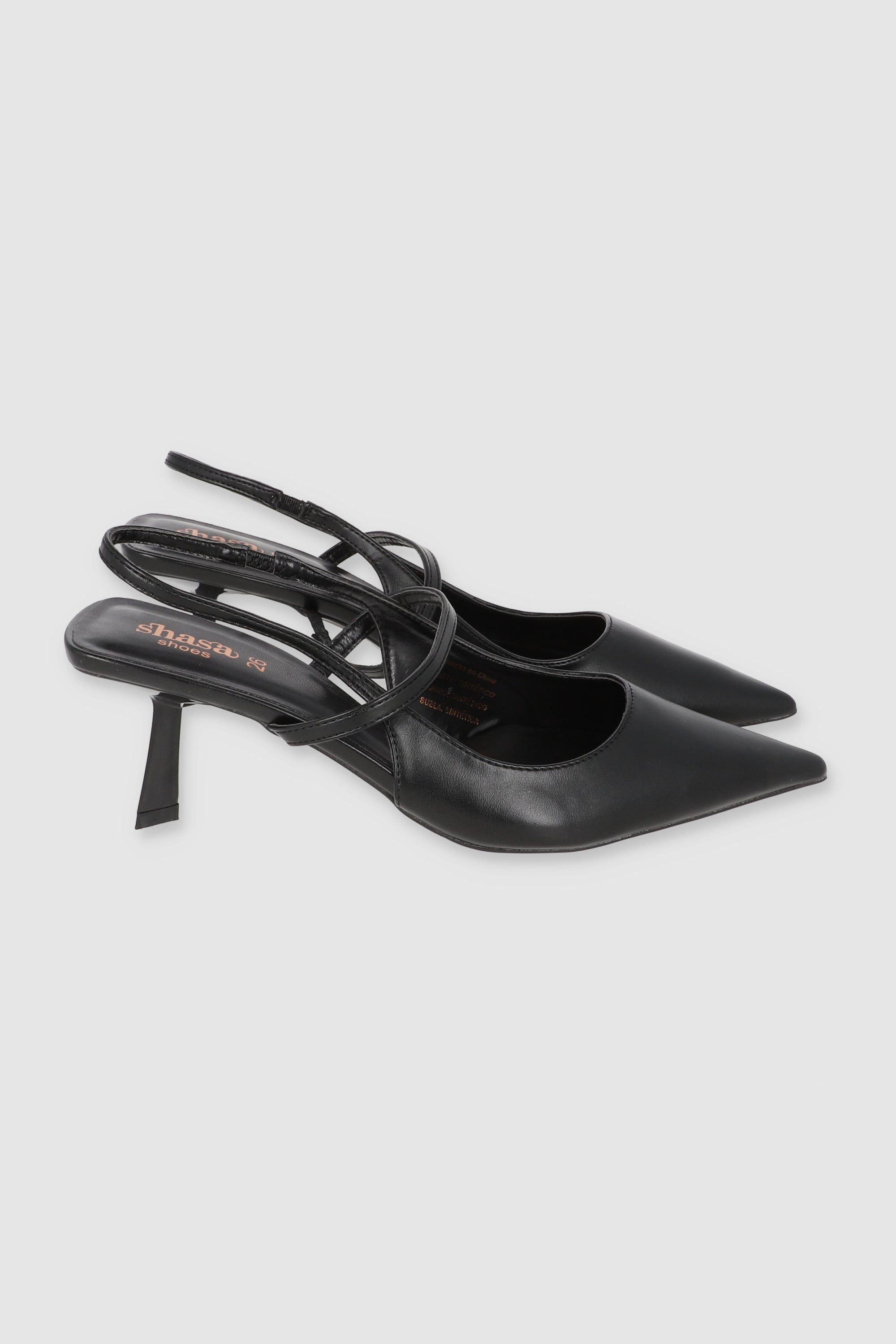 TACON POINTY STRAP EMPEINE NEGRO