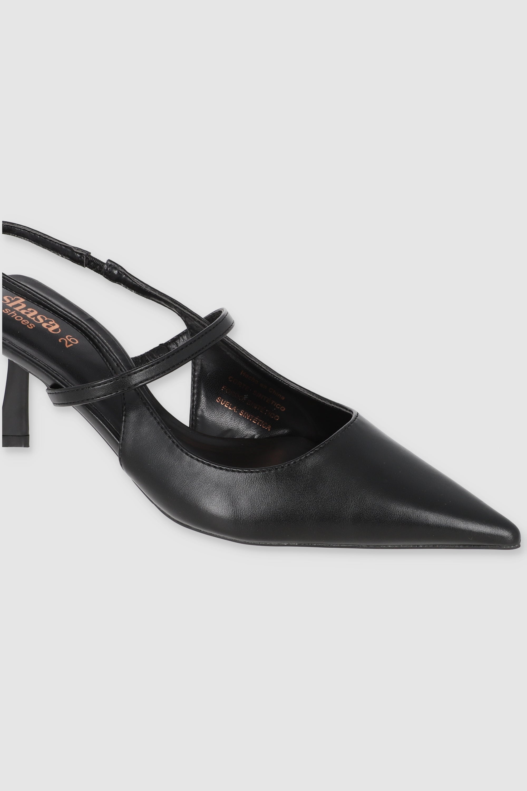 TACON POINTY STRAP EMPEINE NEGRO