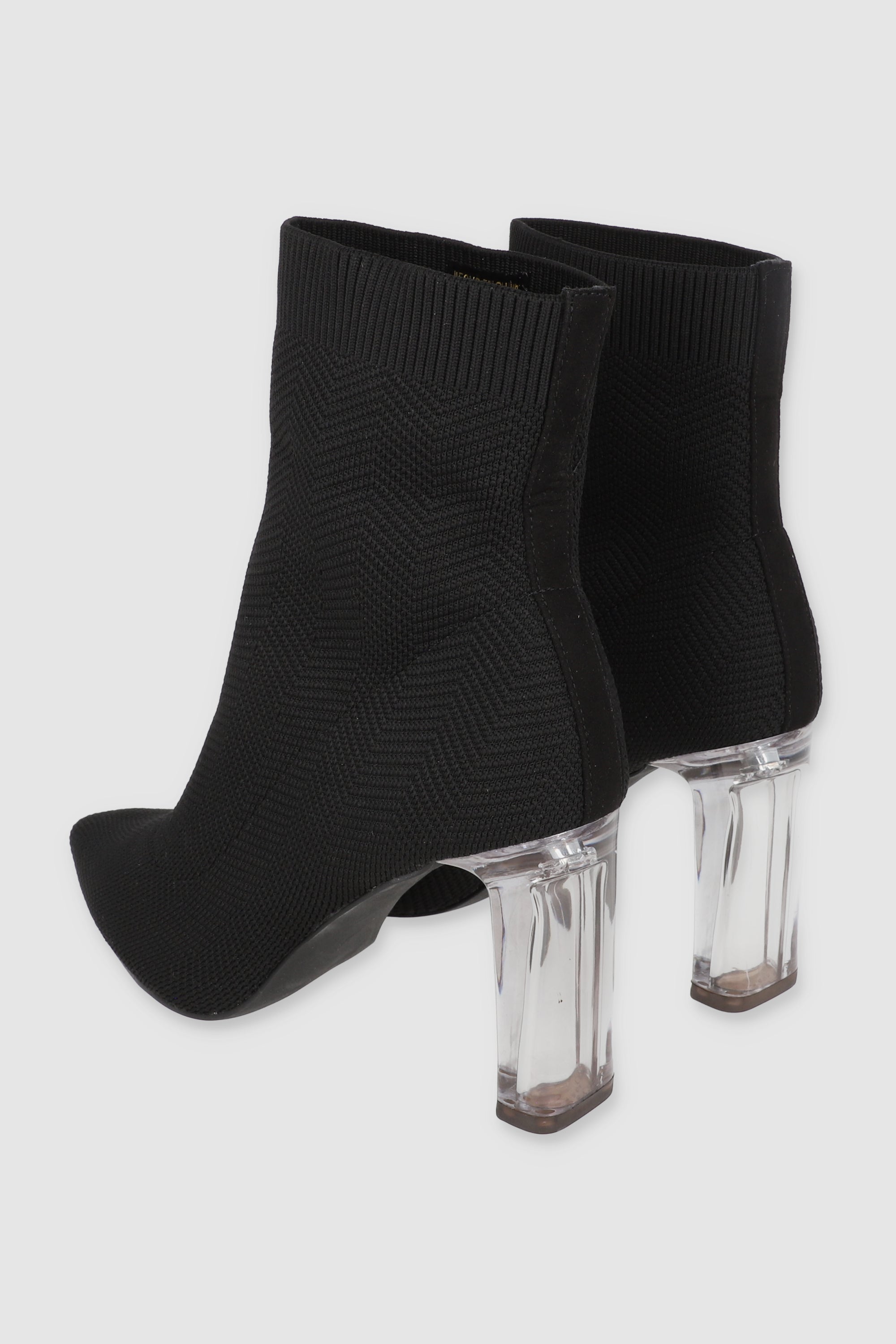 BOTIN TEJIDO TACON TRANSPARENTE NEGRO