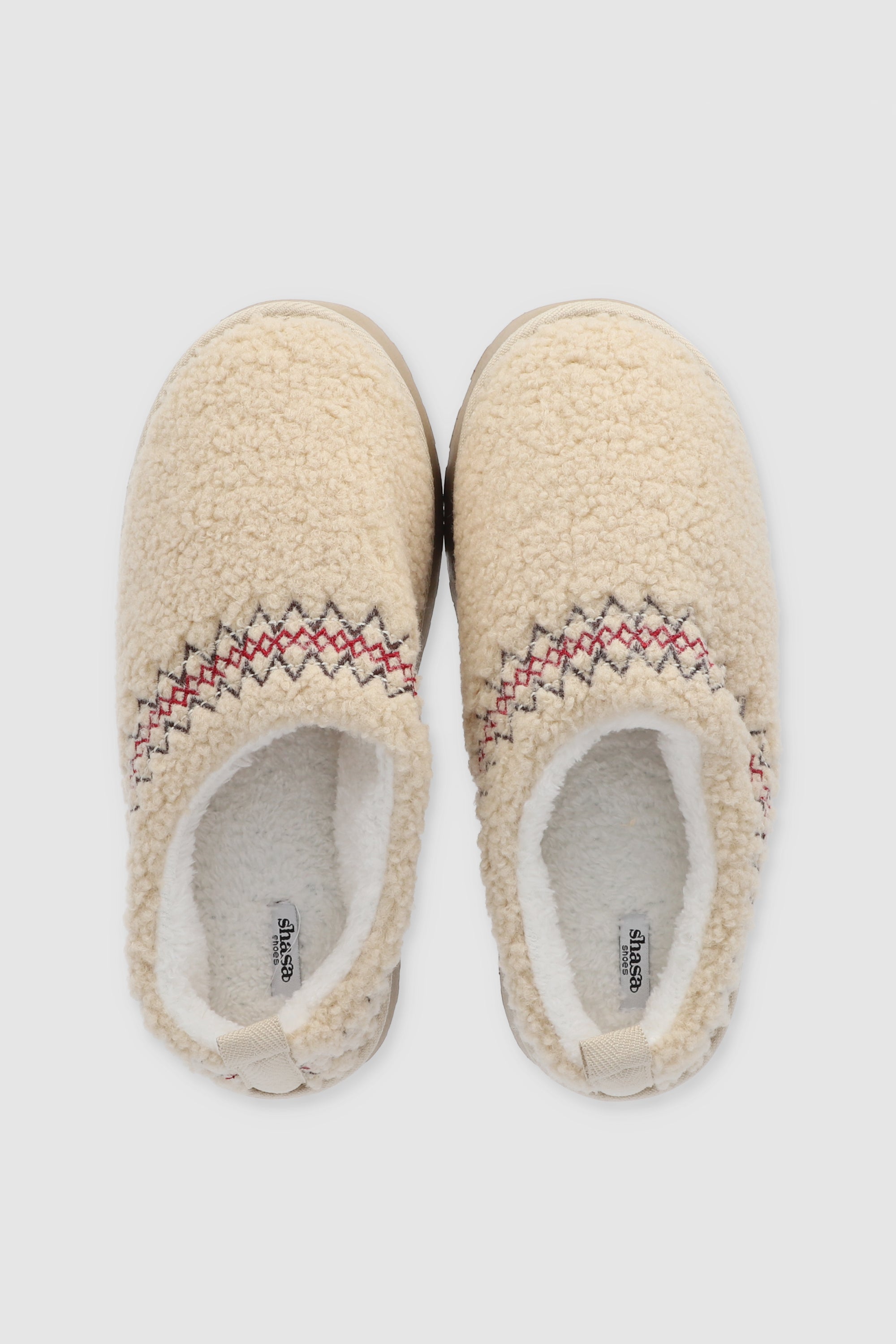 Pantufla zueco teddy bordado BEIGE