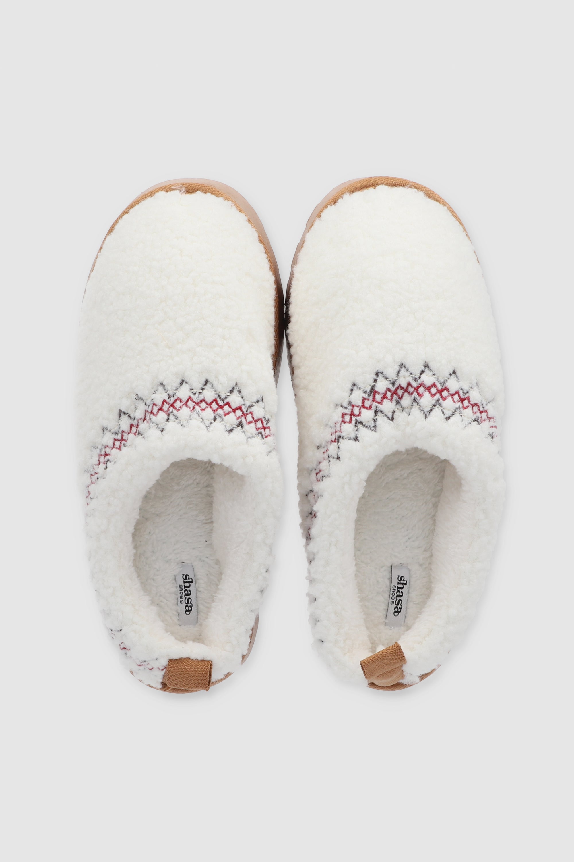 Pantufla zueco teddy bordado BLANCO