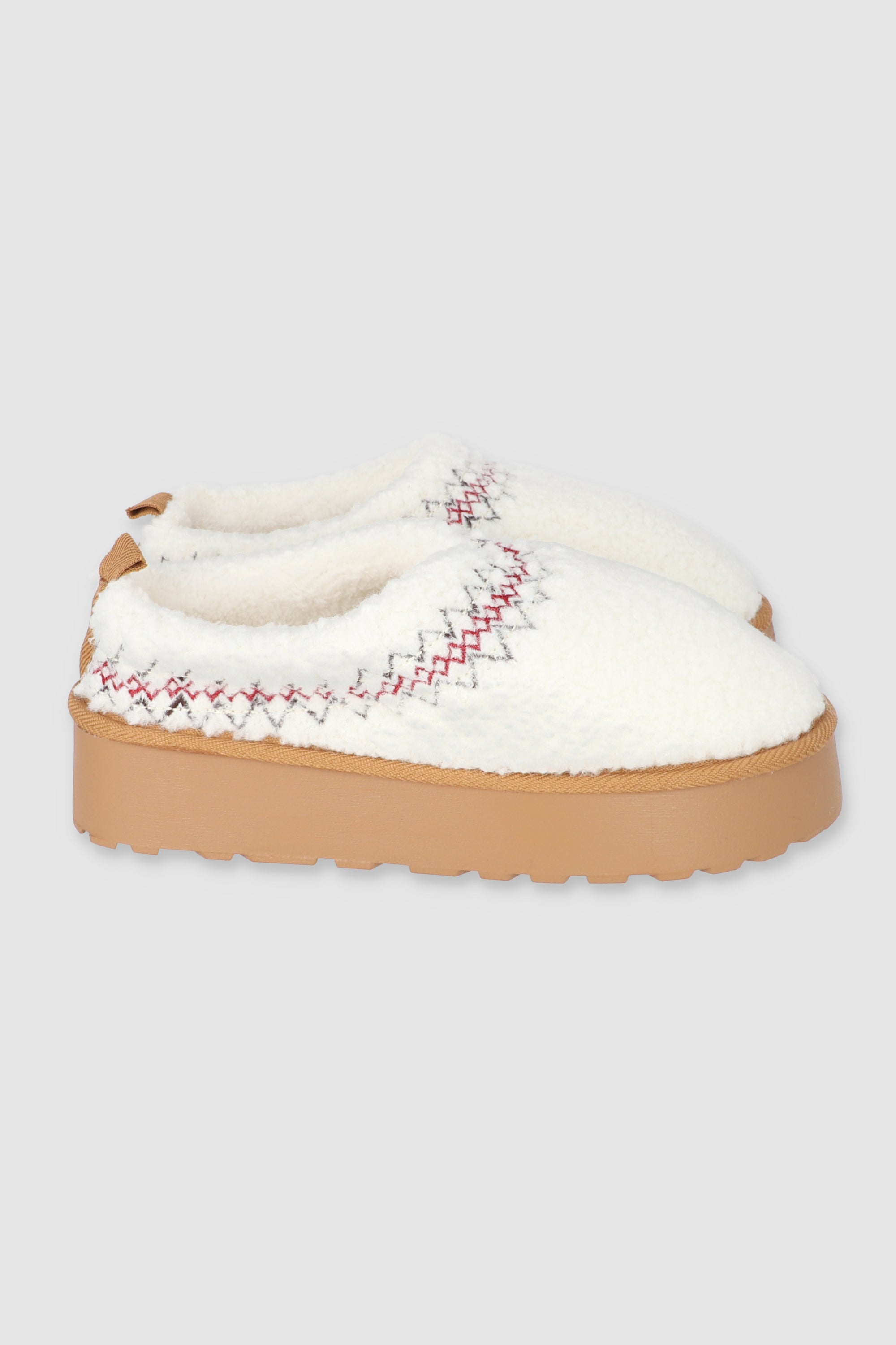 Pantufla zueco teddy bordado BLANCO