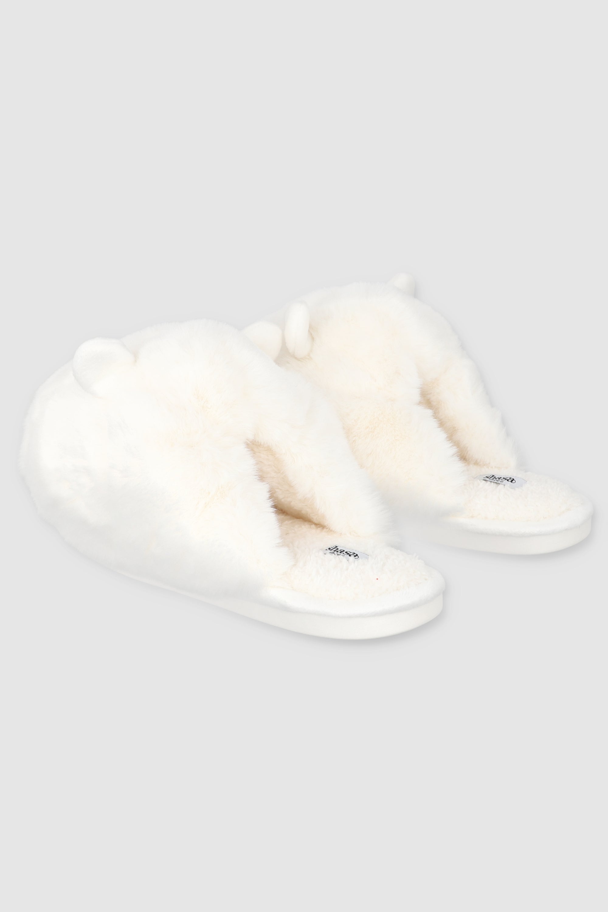 Pantufla fluffy orejitas BLANCO