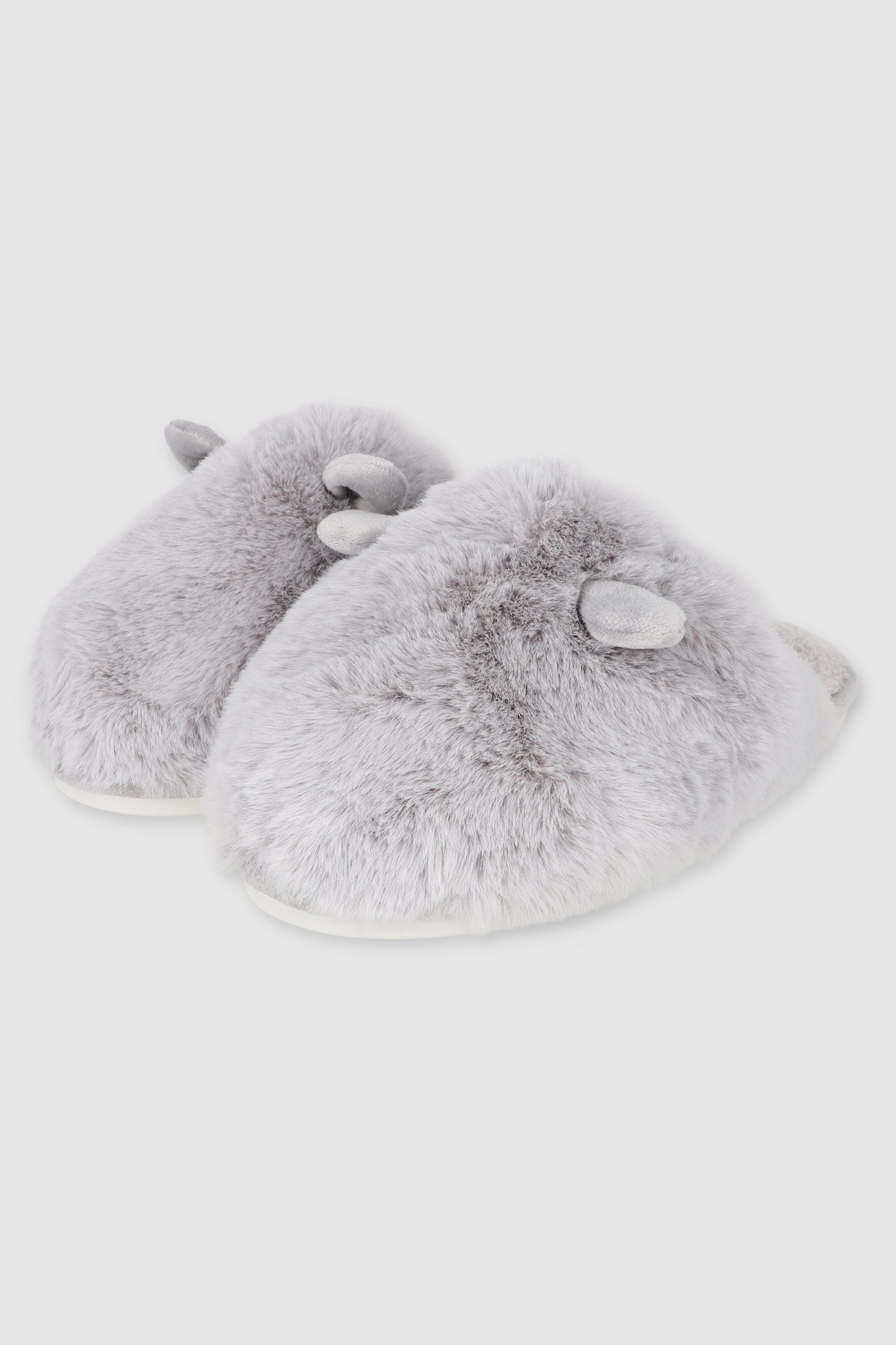 Pantufla fluffy orejitas GRIS