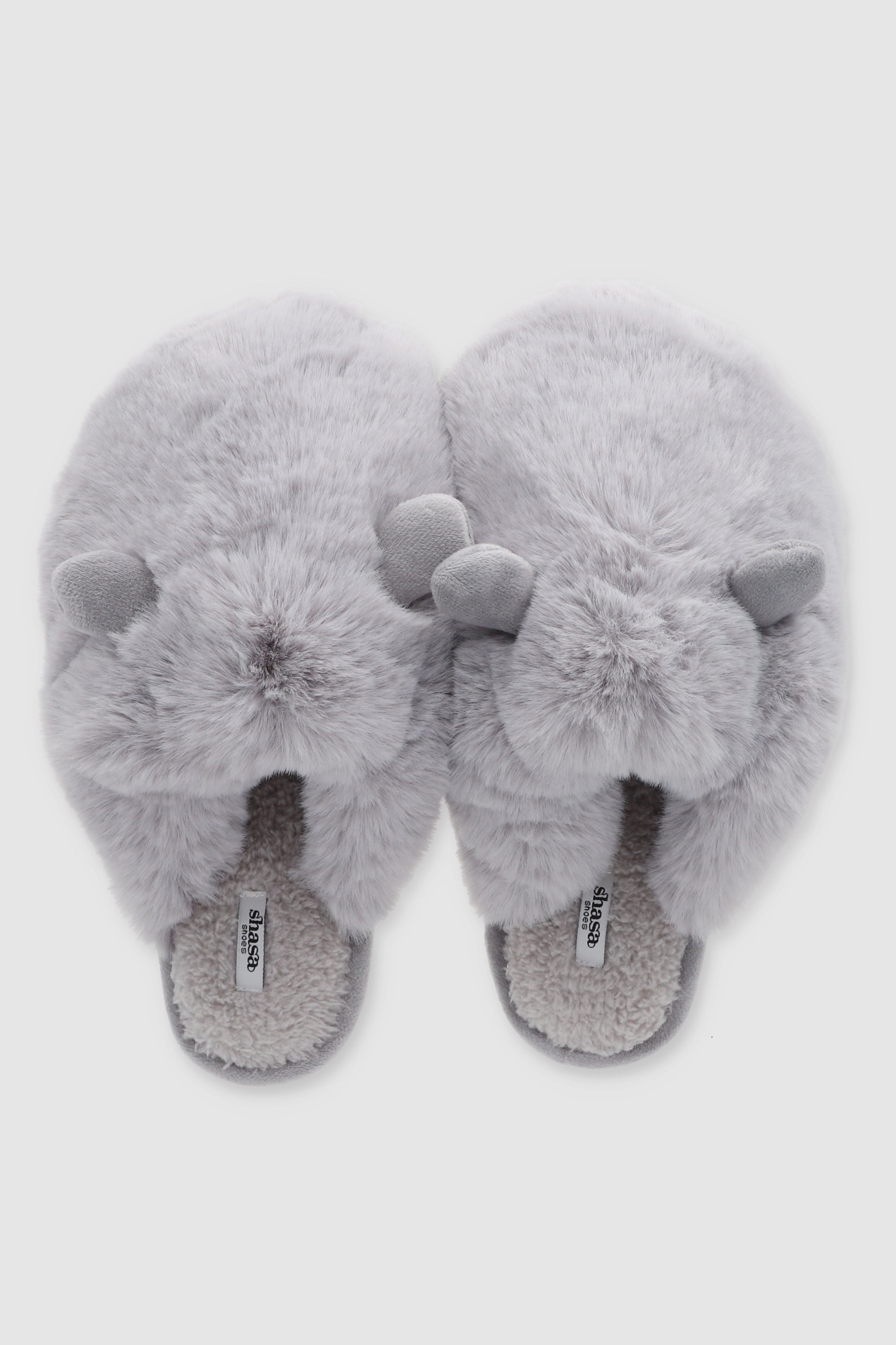 Pantufla fluffy orejitas GRIS