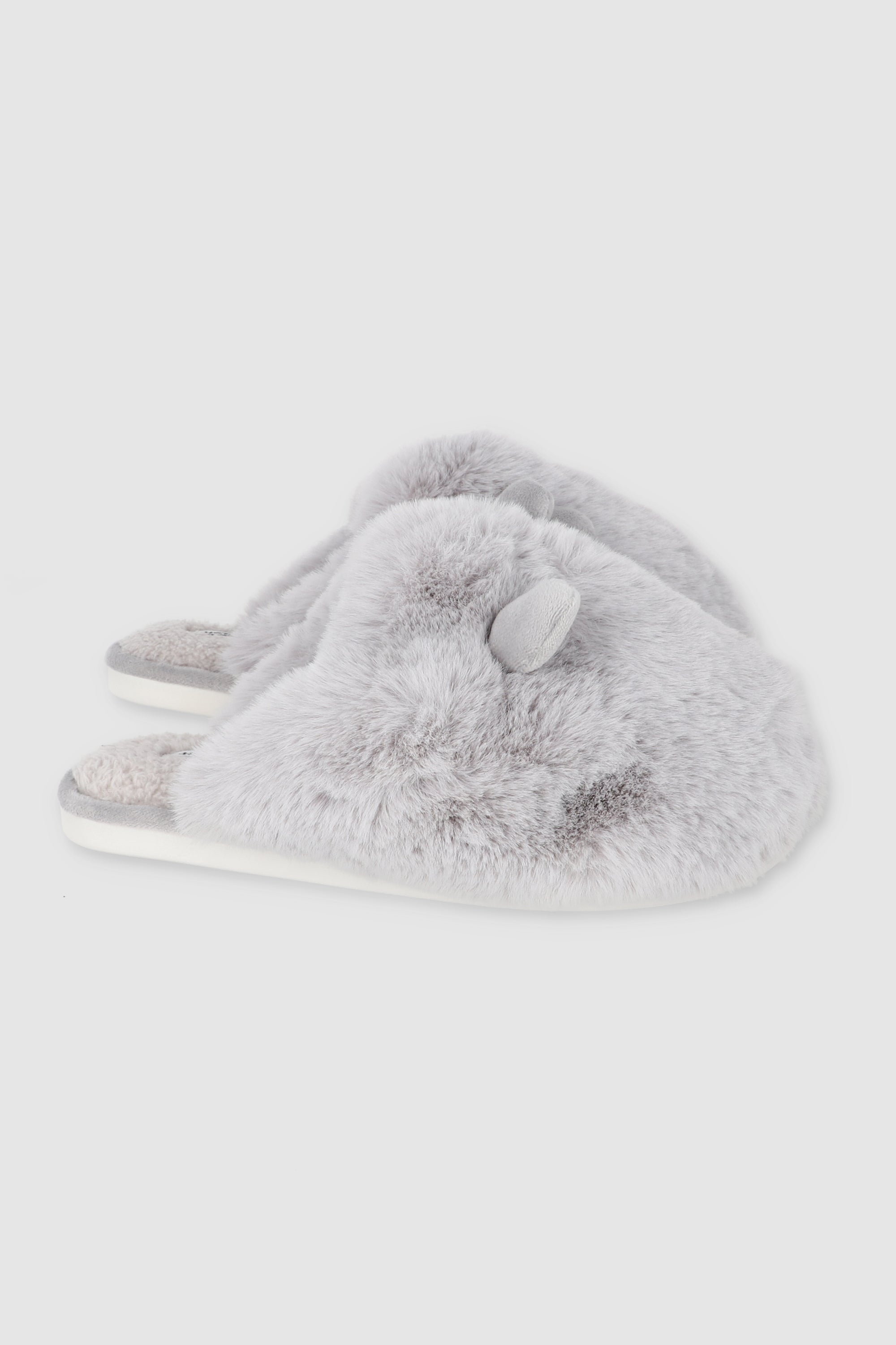 Pantufla fluffy orejitas GRIS