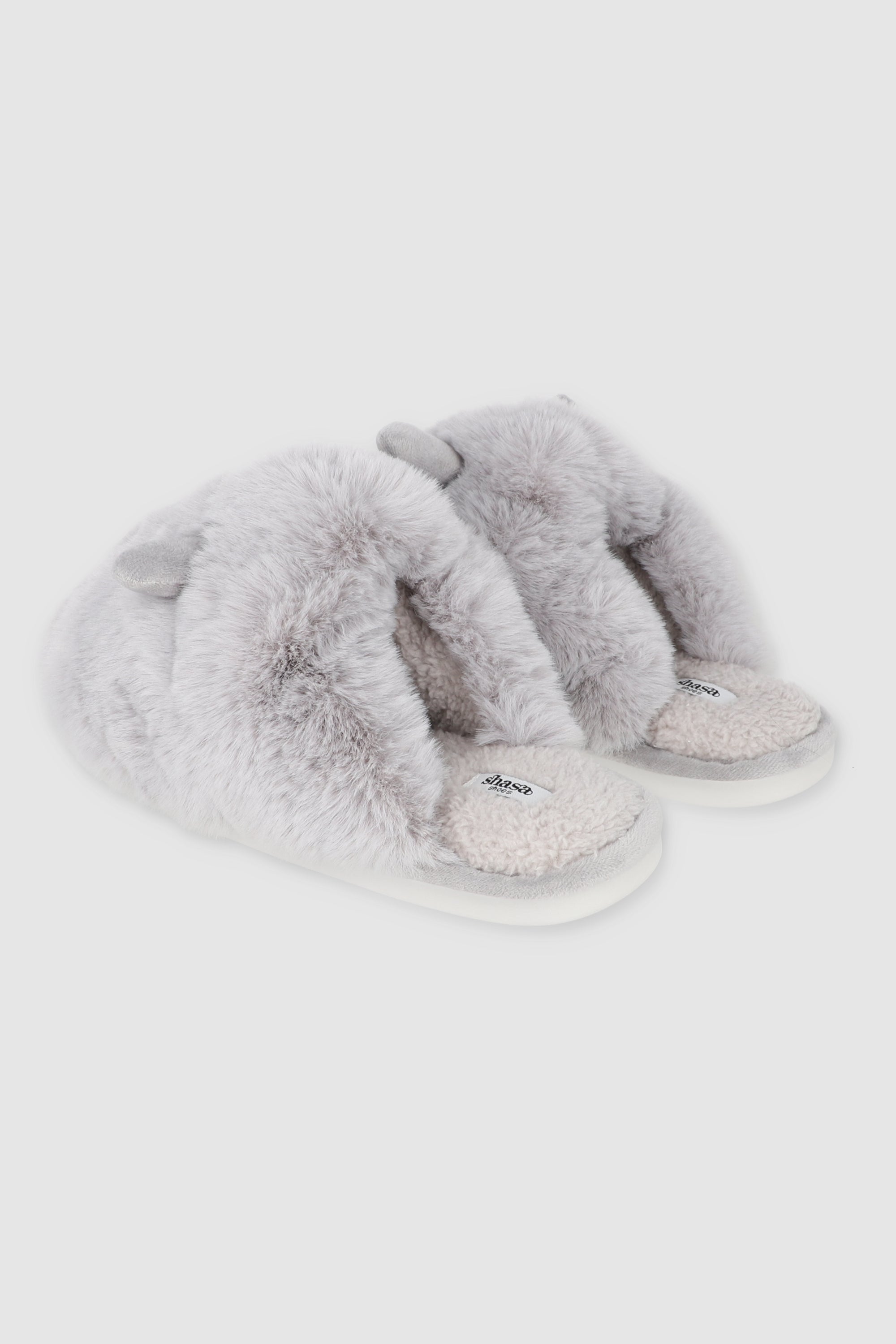 Pantufla fluffy orejitas GRIS