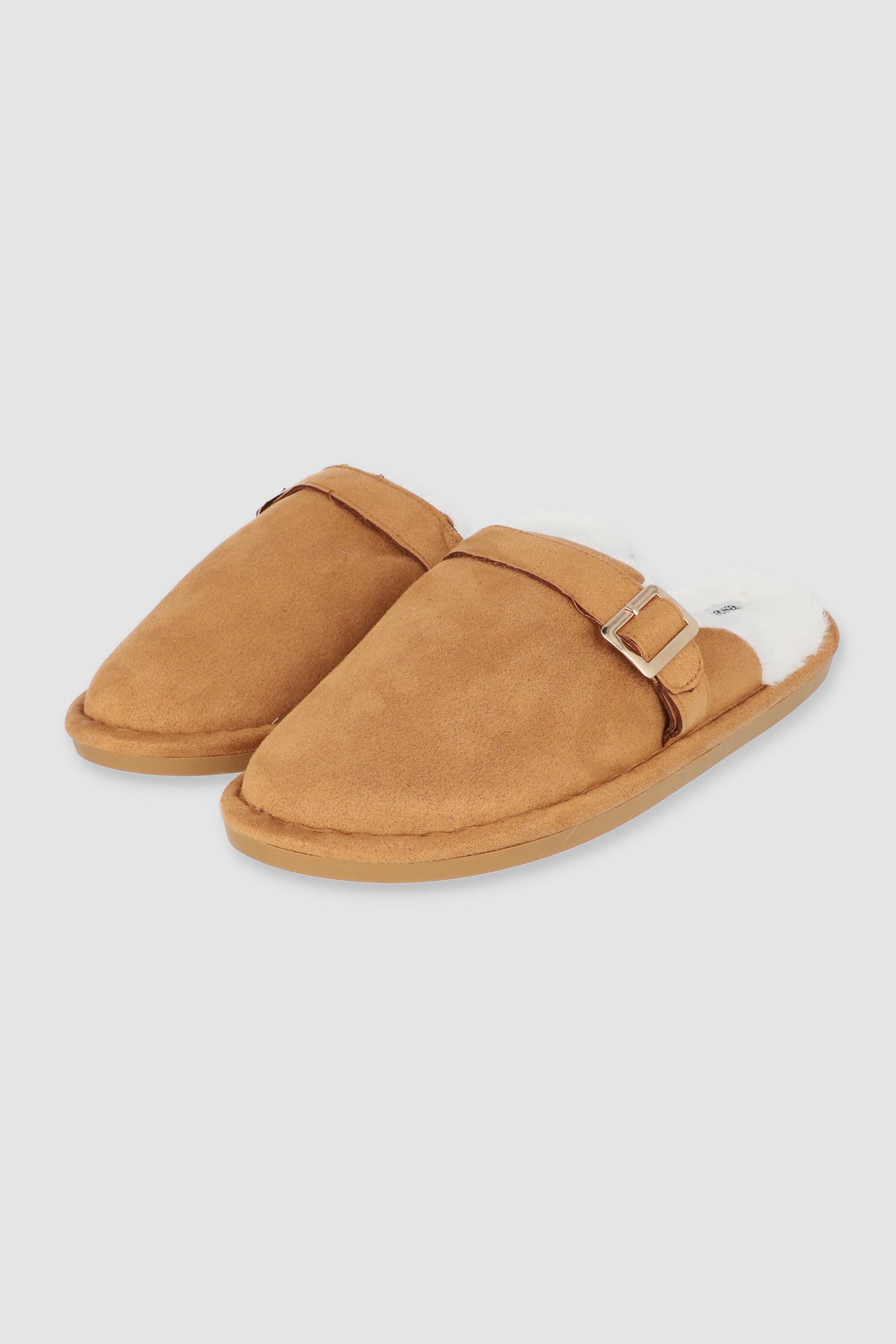 Pantufla zueco suede relleno CAMELLO