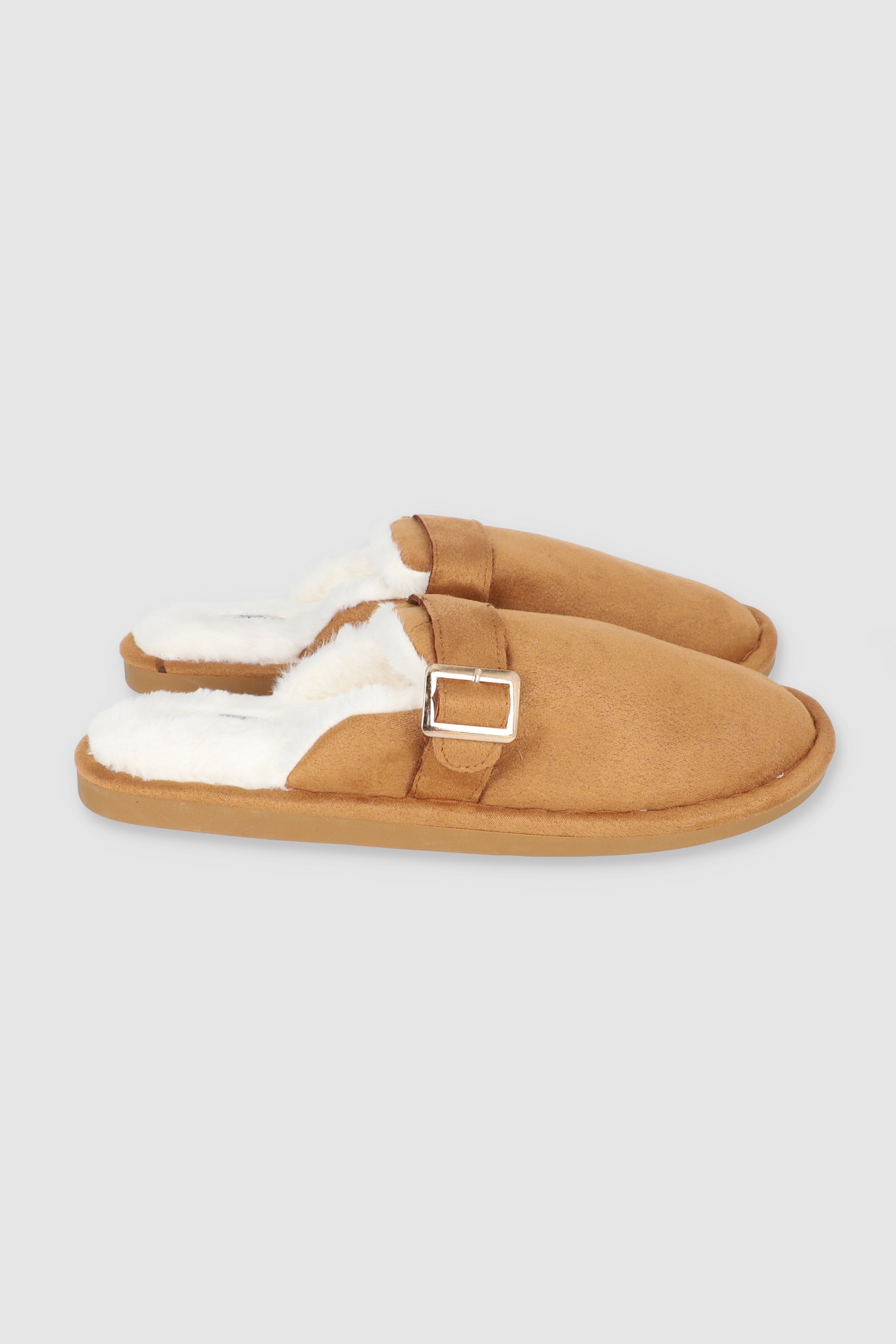 Pantufla zueco suede relleno CAMELLO