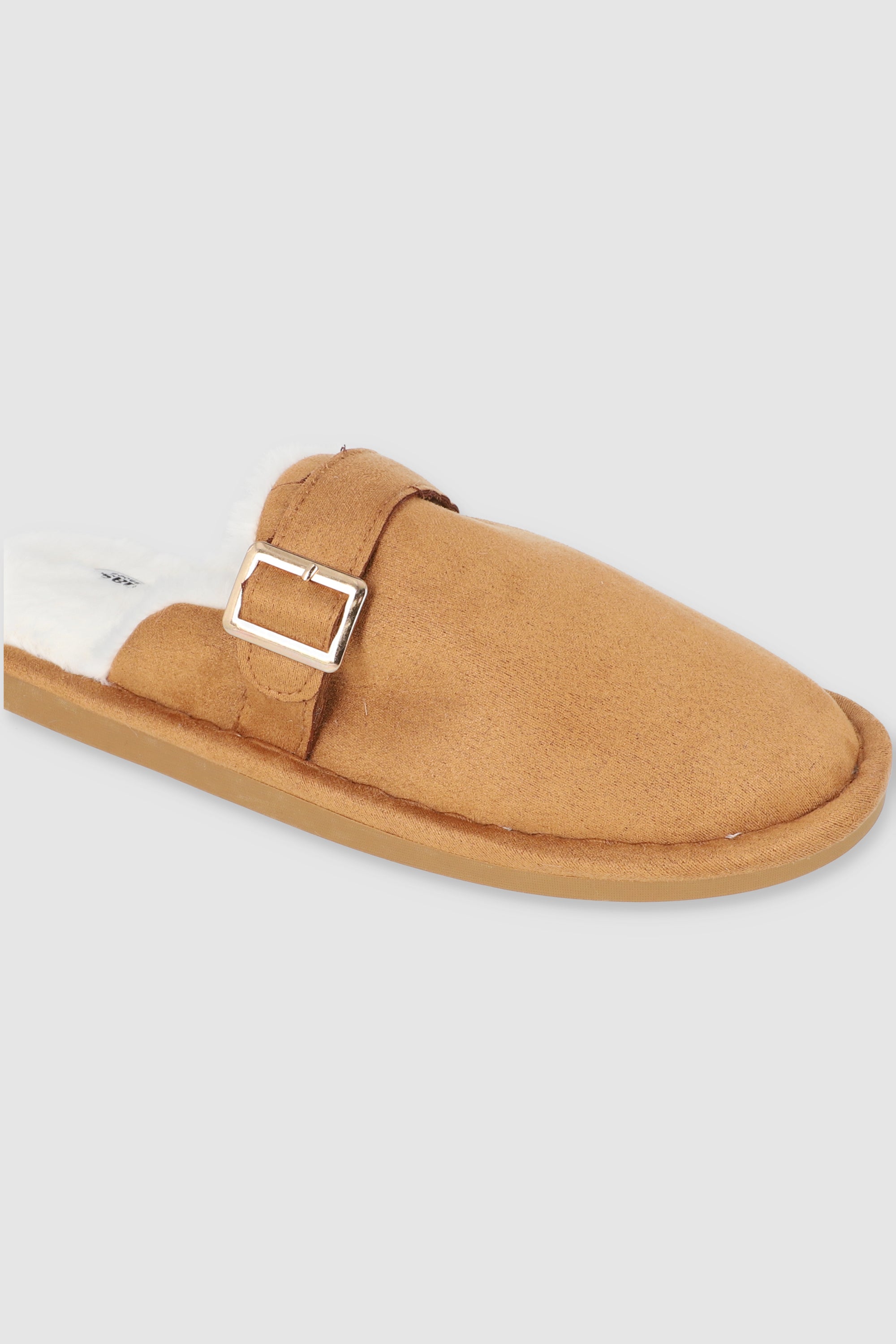 Pantufla zueco suede relleno CAMELLO