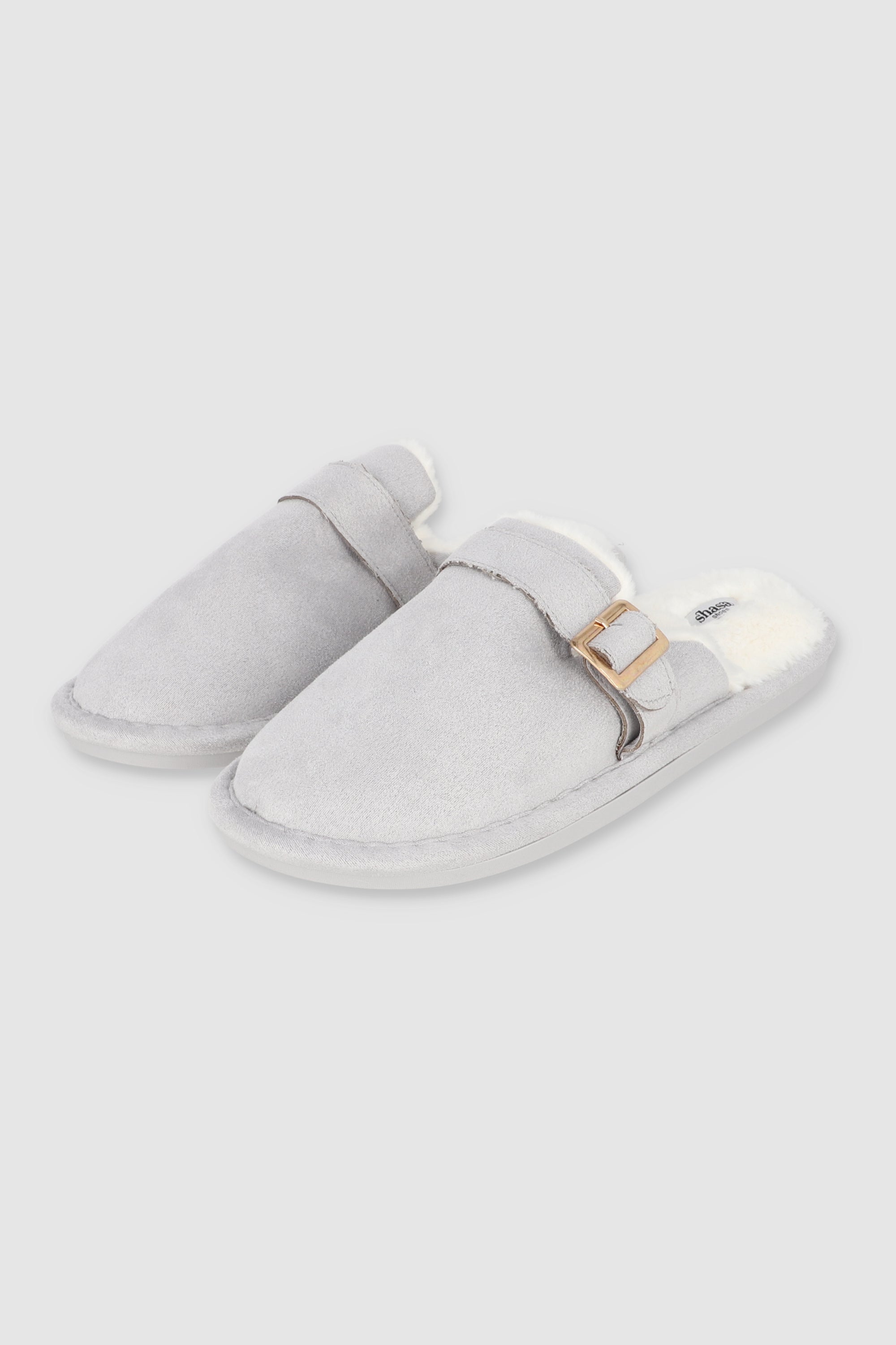 Pantufla zueco suede relleno GRIS