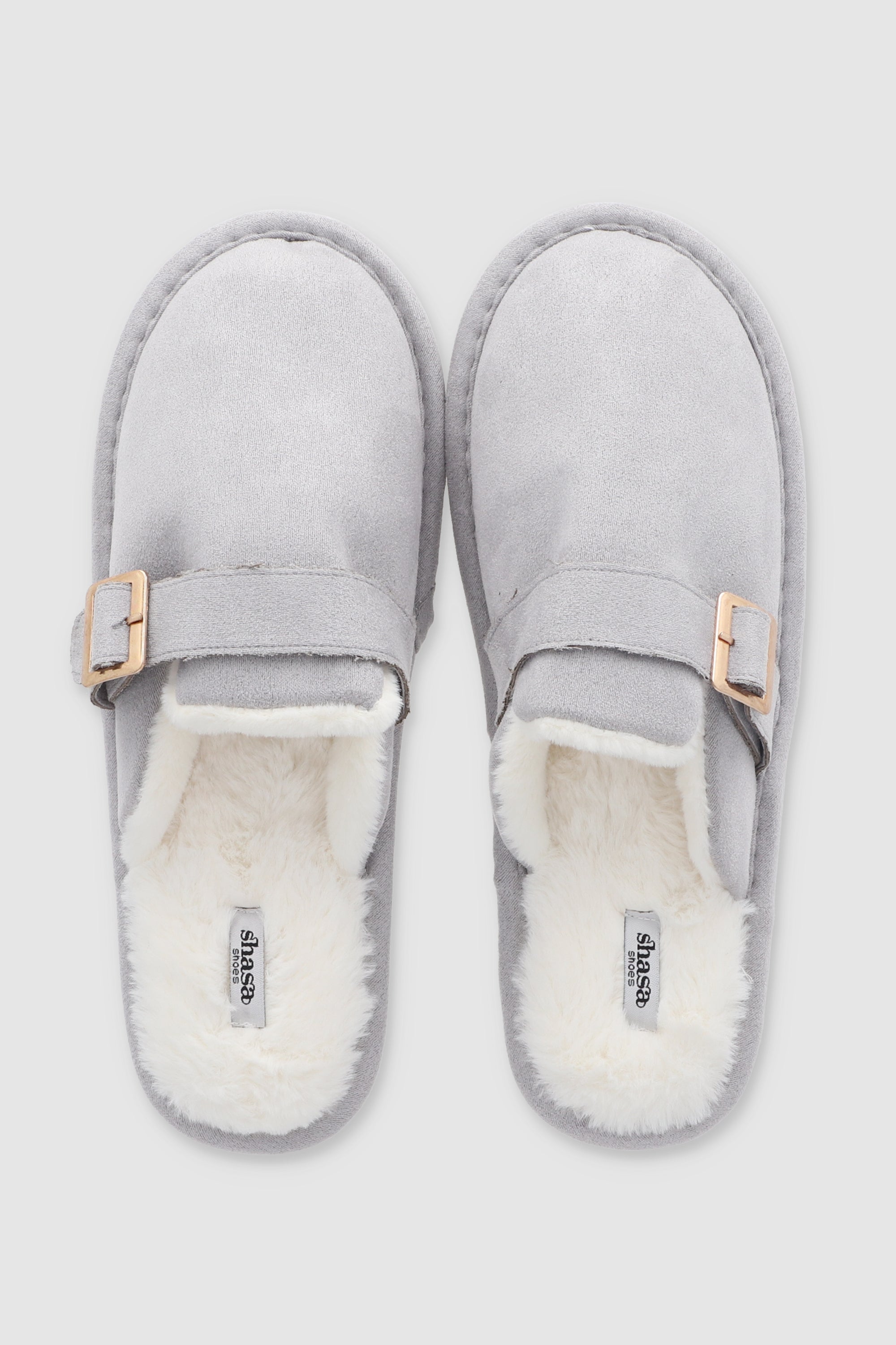 Pantufla zueco suede relleno GRIS