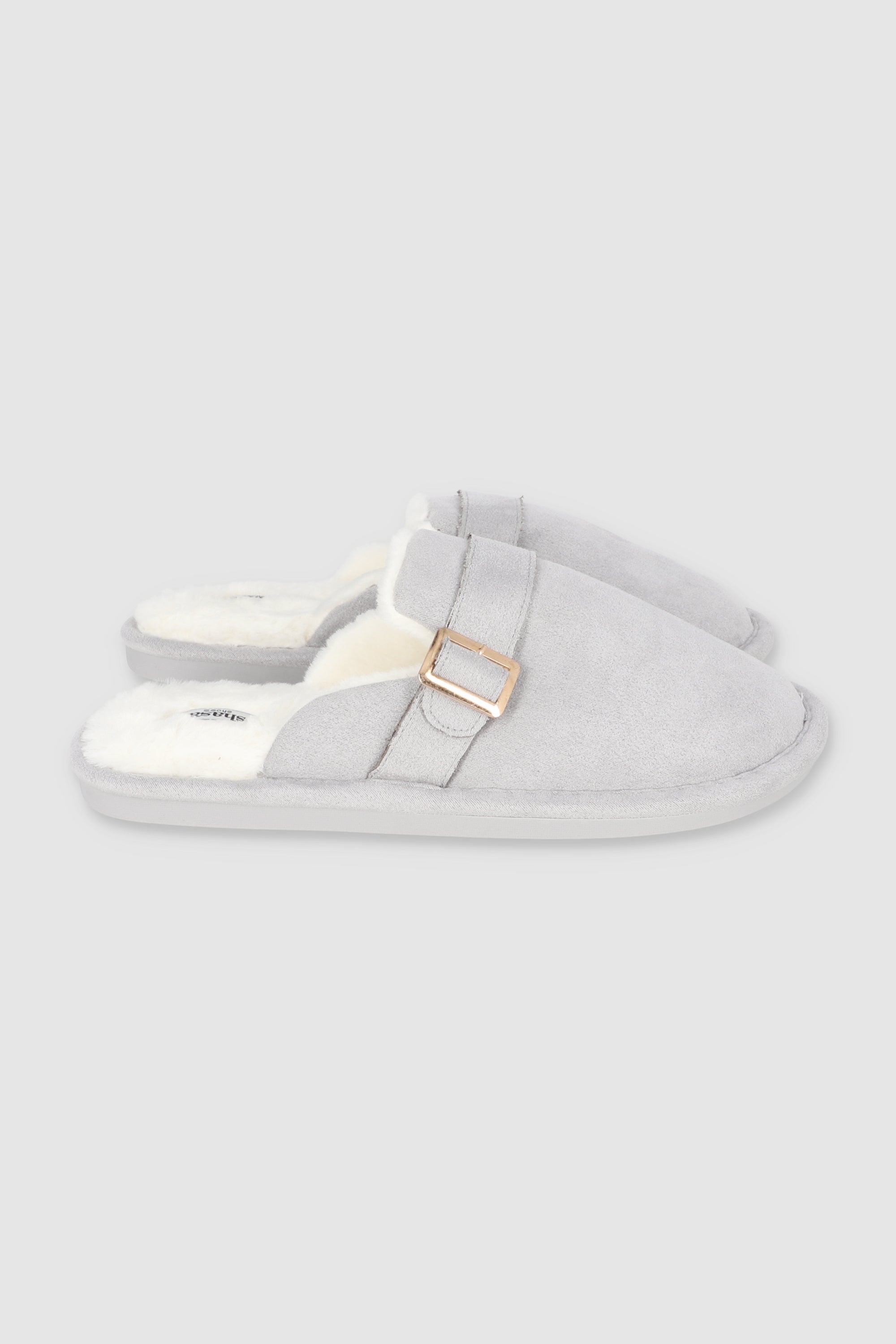 Pantufla zueco suede relleno GRIS