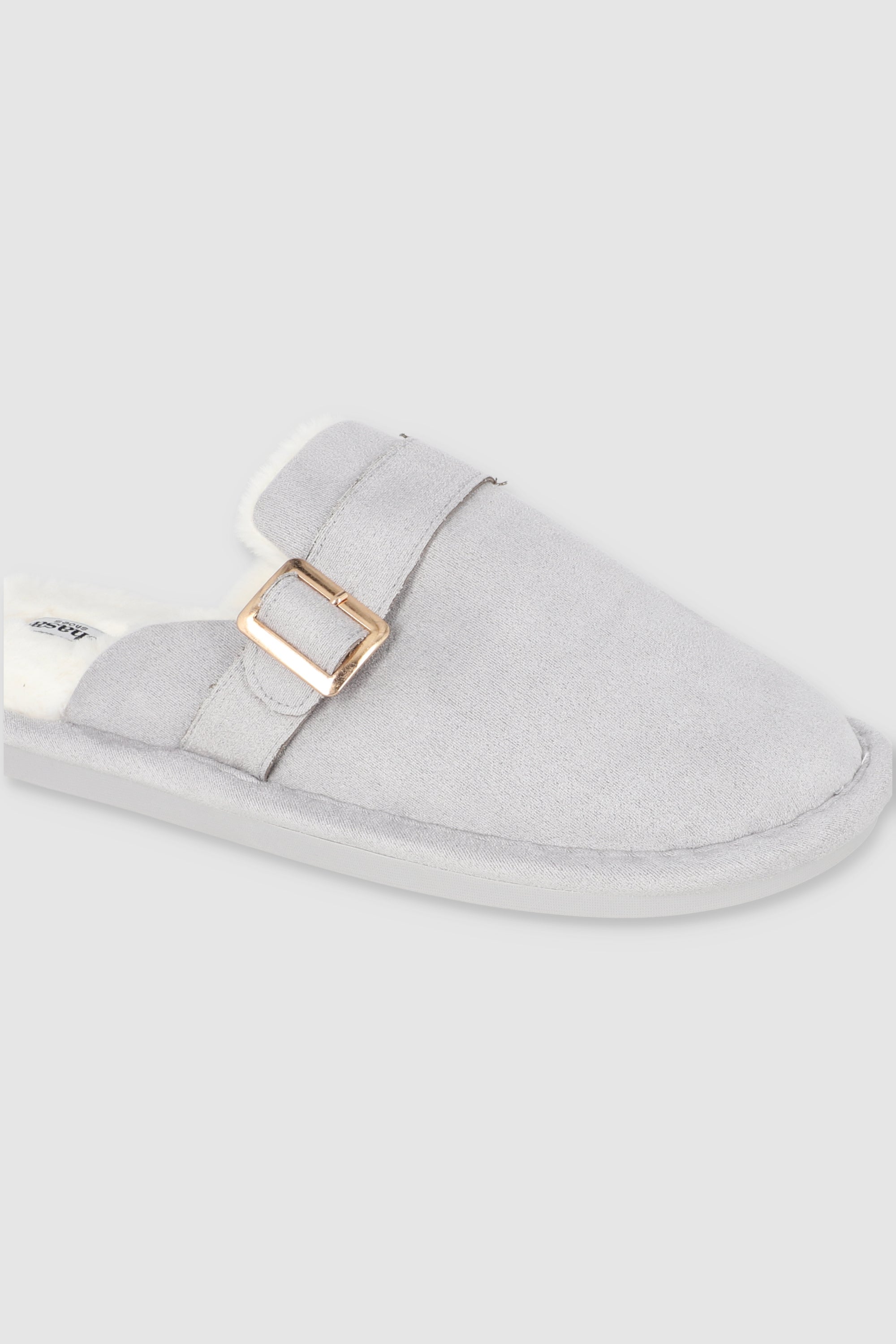 Pantufla zueco suede relleno GRIS