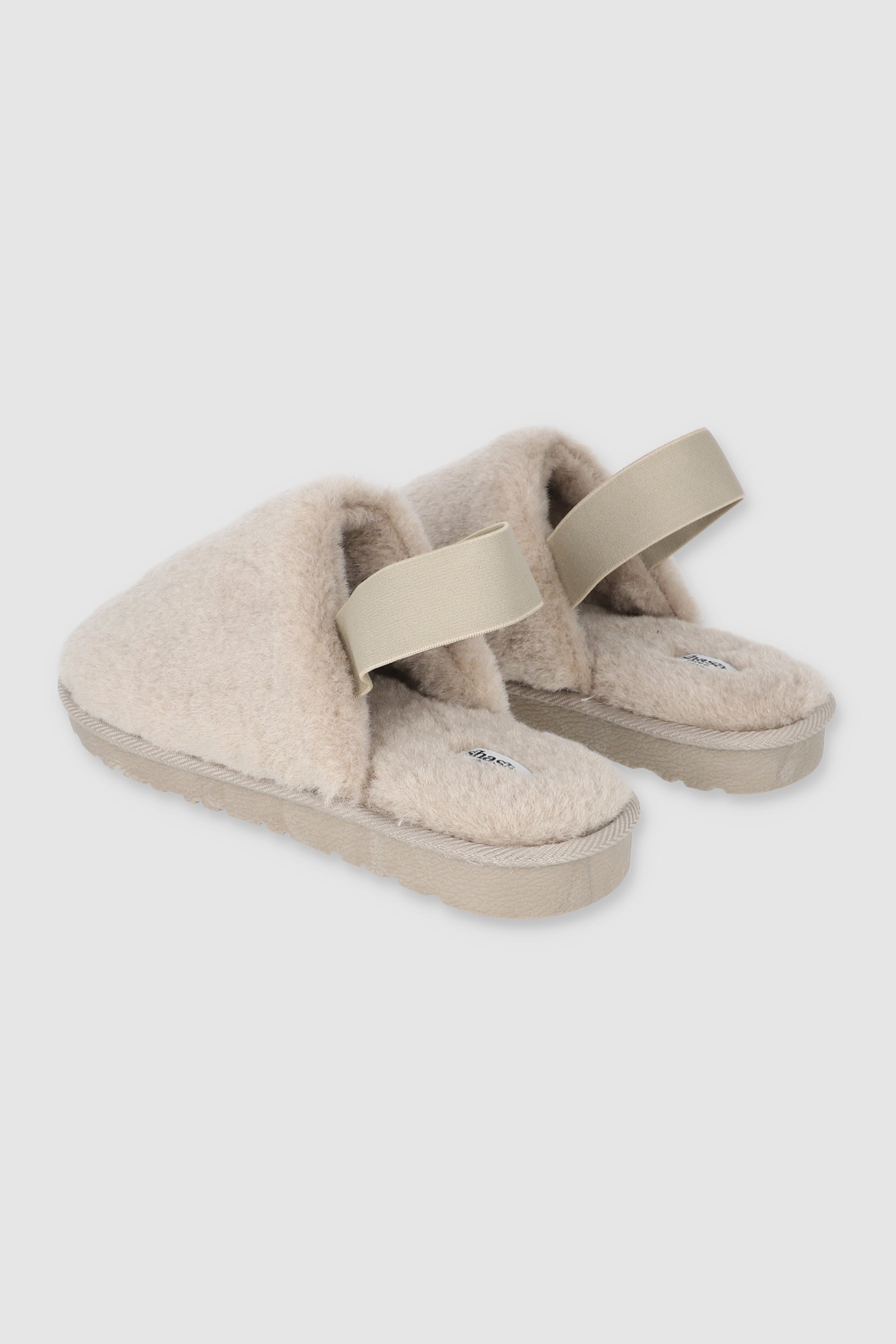 Pantufla fluffy elastico TAUPE