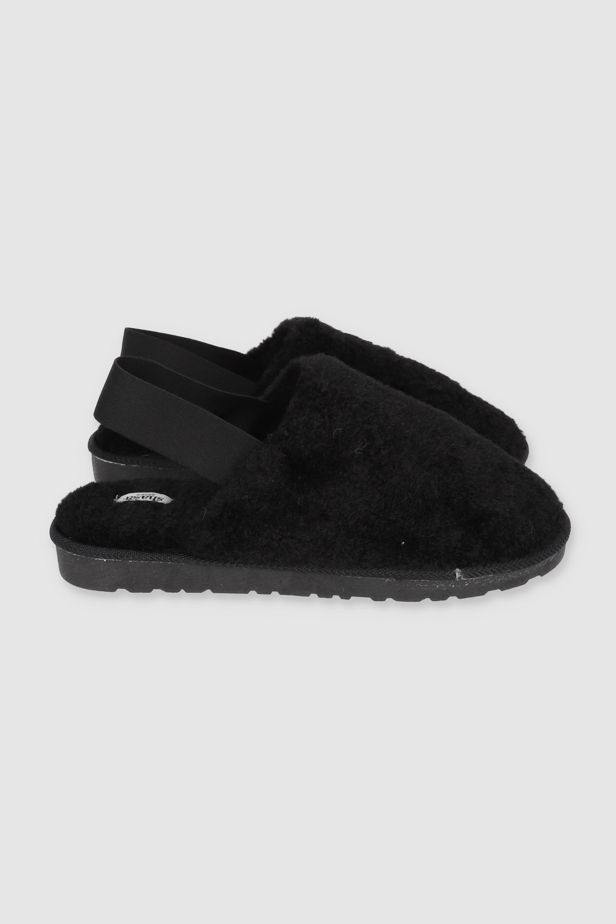 Pantufla fluffy elastico NEGRO