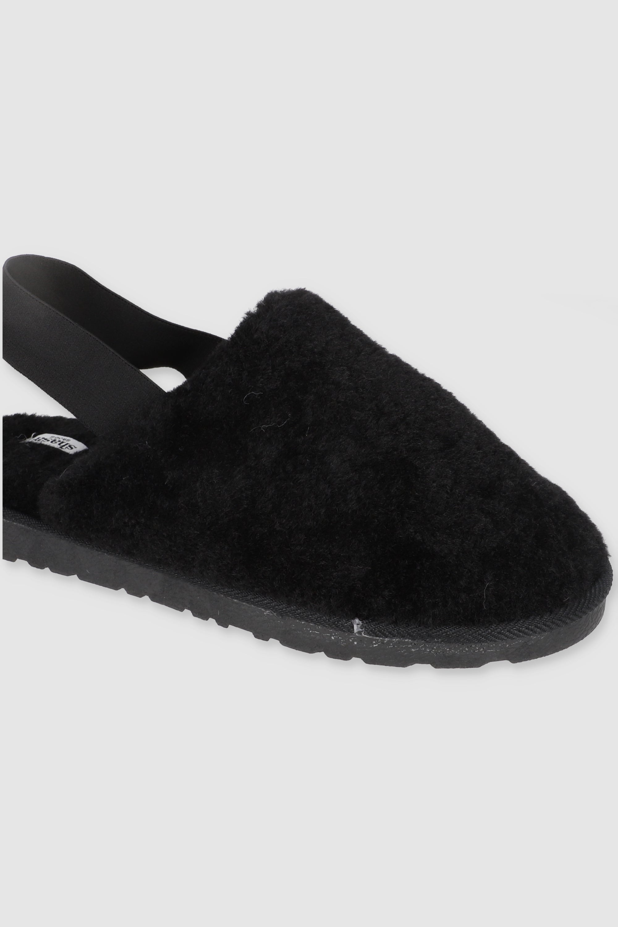 Pantufla fluffy elastico NEGRO