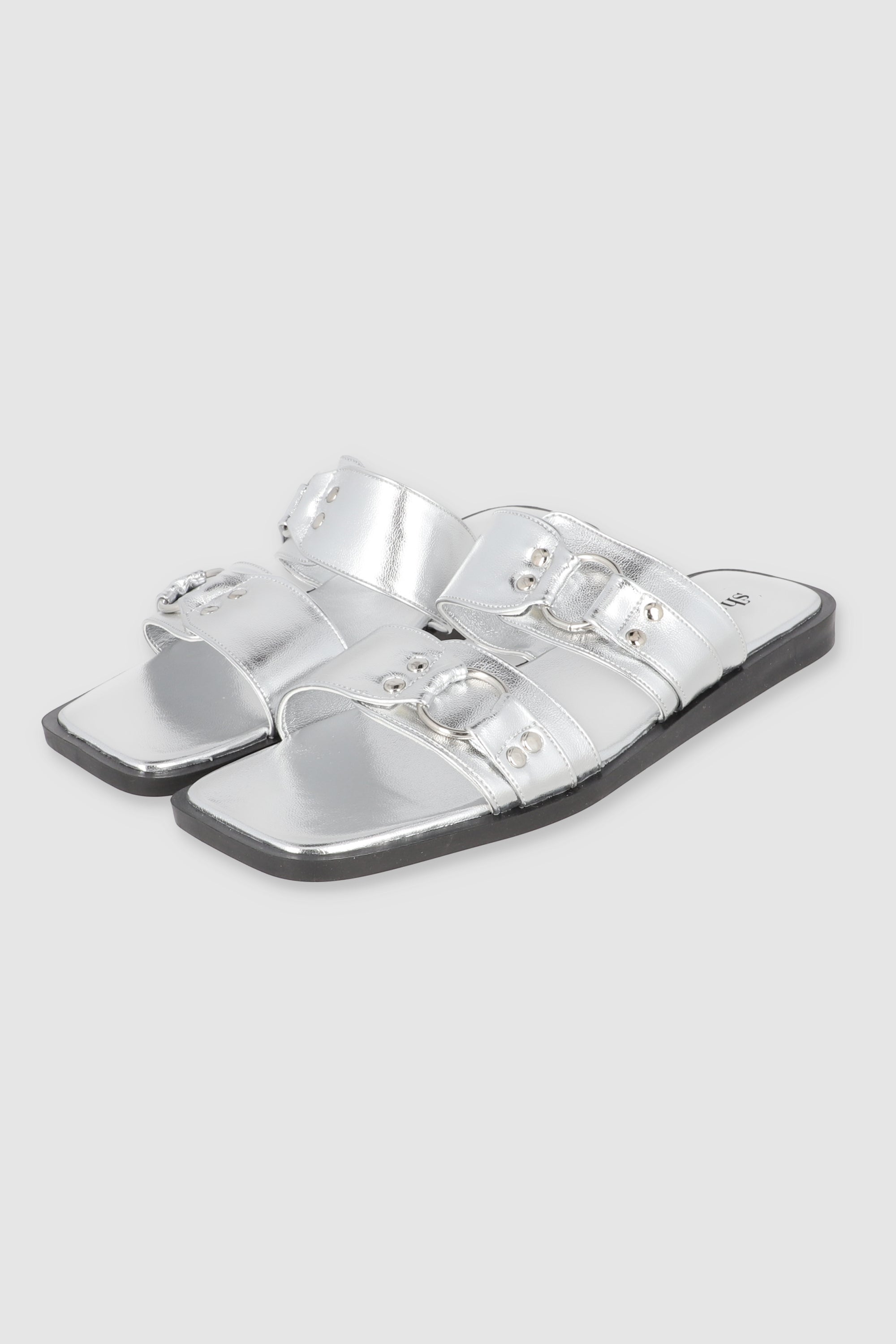 SANDALIA DOS TIRAS HEBILLAS PLATA