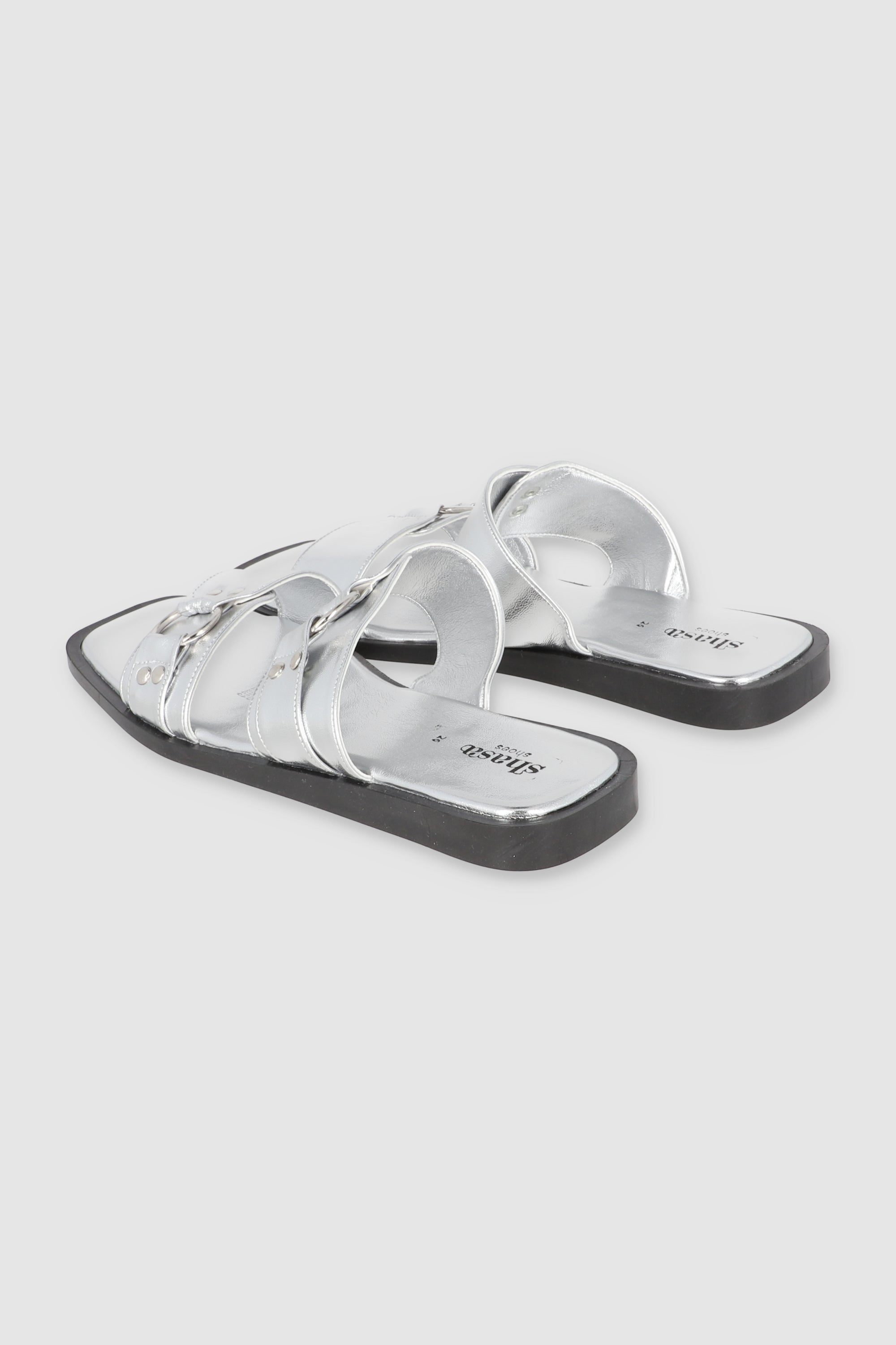 SANDALIA DOS TIRAS HEBILLAS PLATA