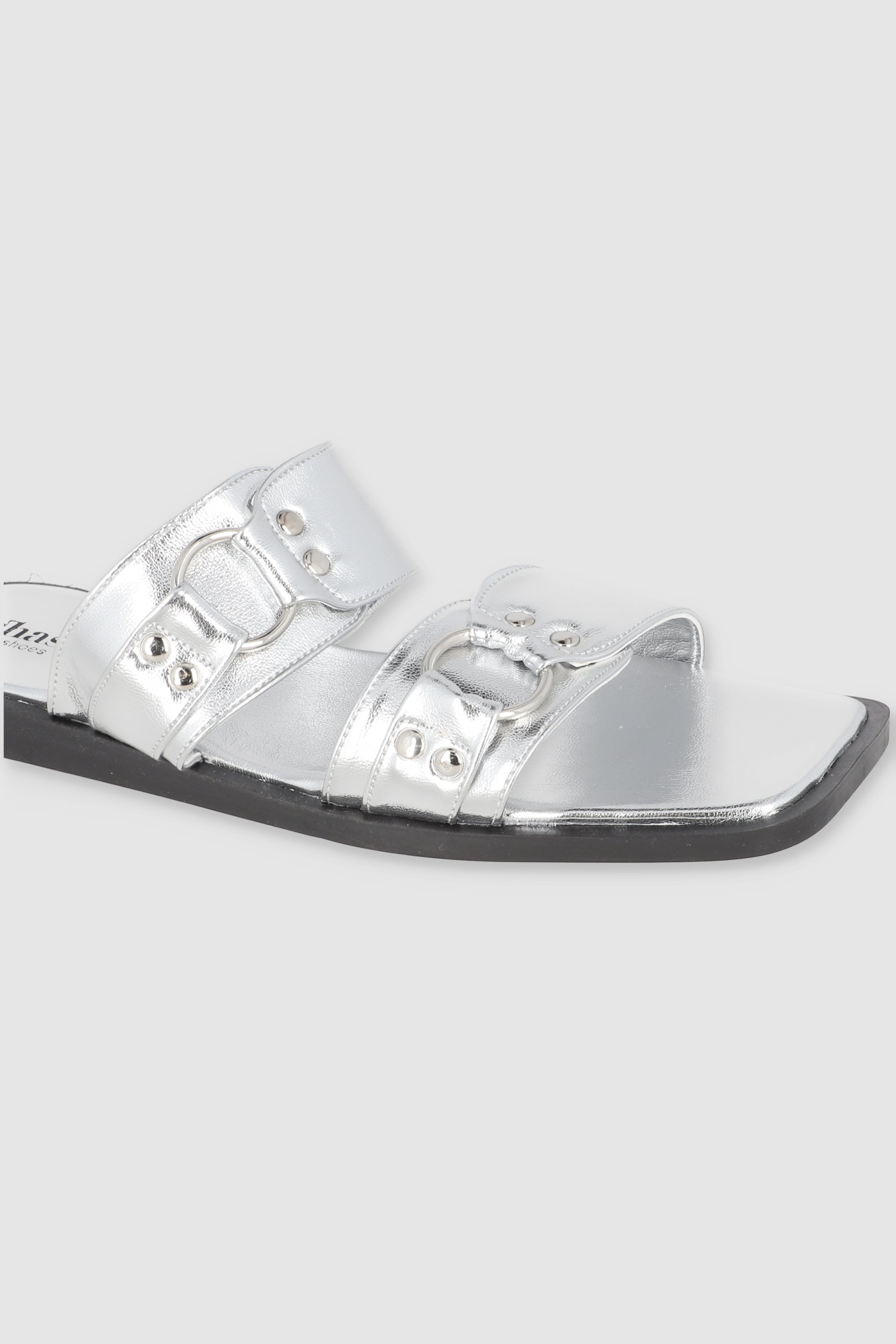 SANDALIA DOS TIRAS HEBILLAS PLATA