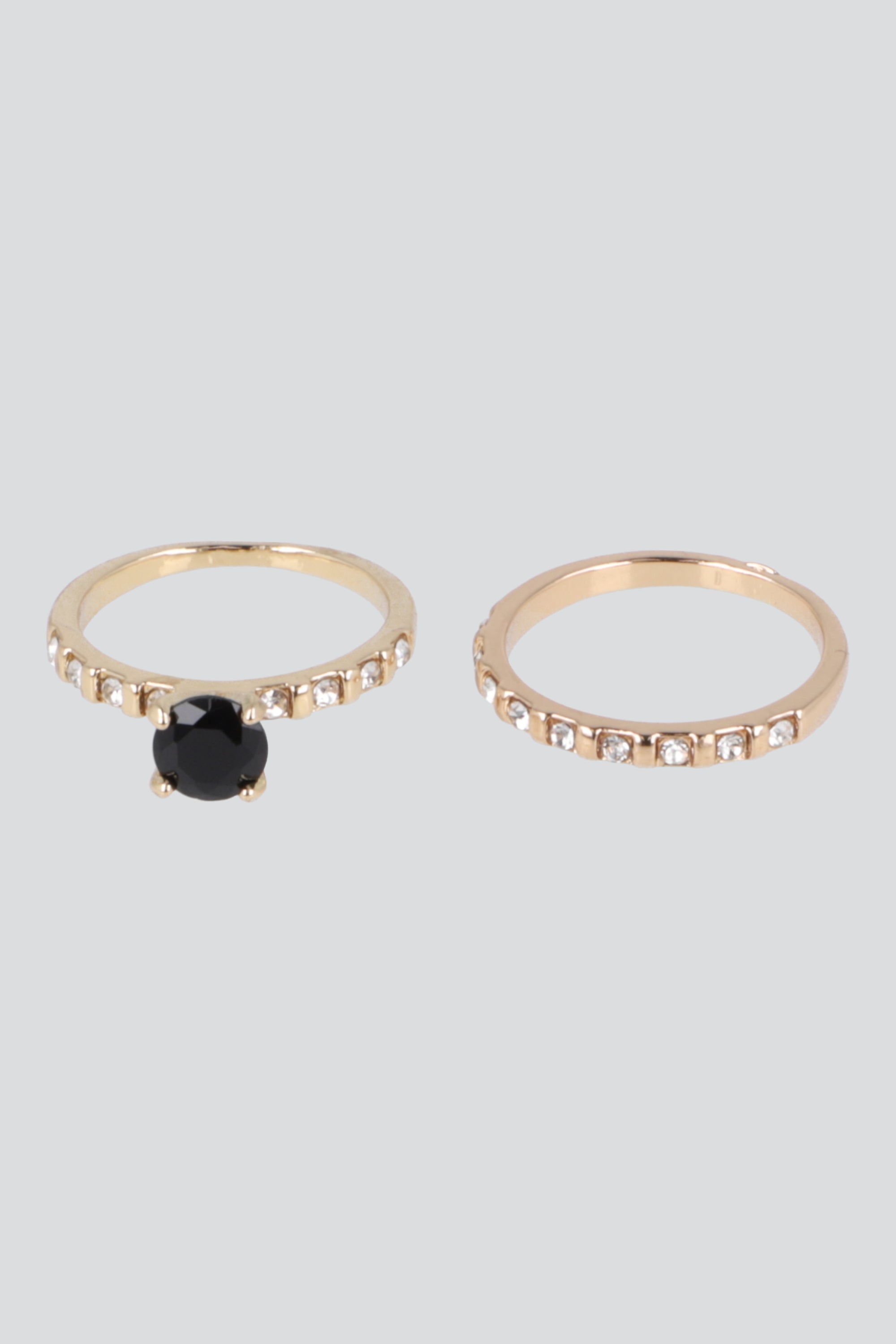 2 P Anillos Circulo Cristal NEGRO
