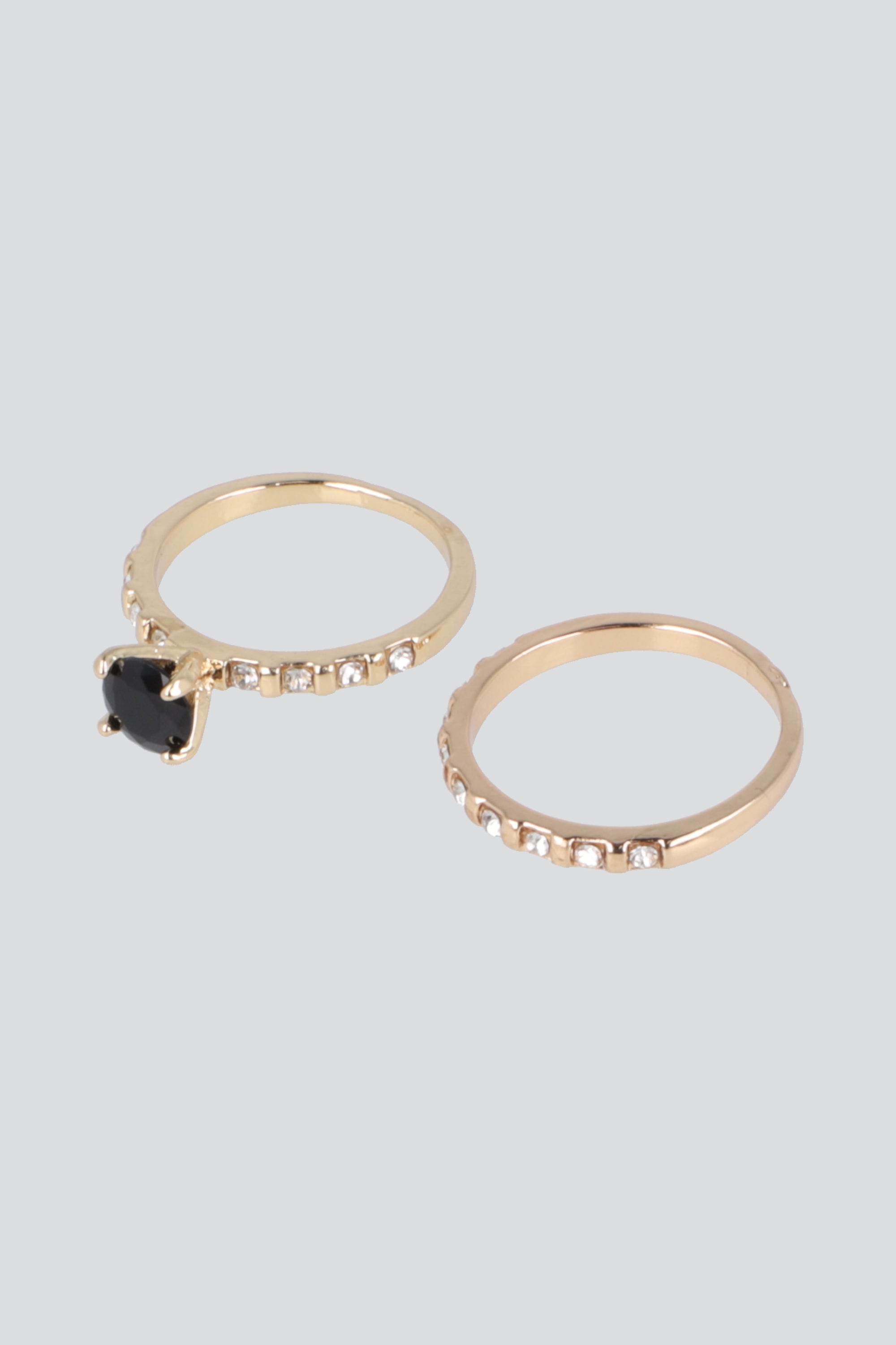 2 P Anillos Circulo Cristal NEGRO