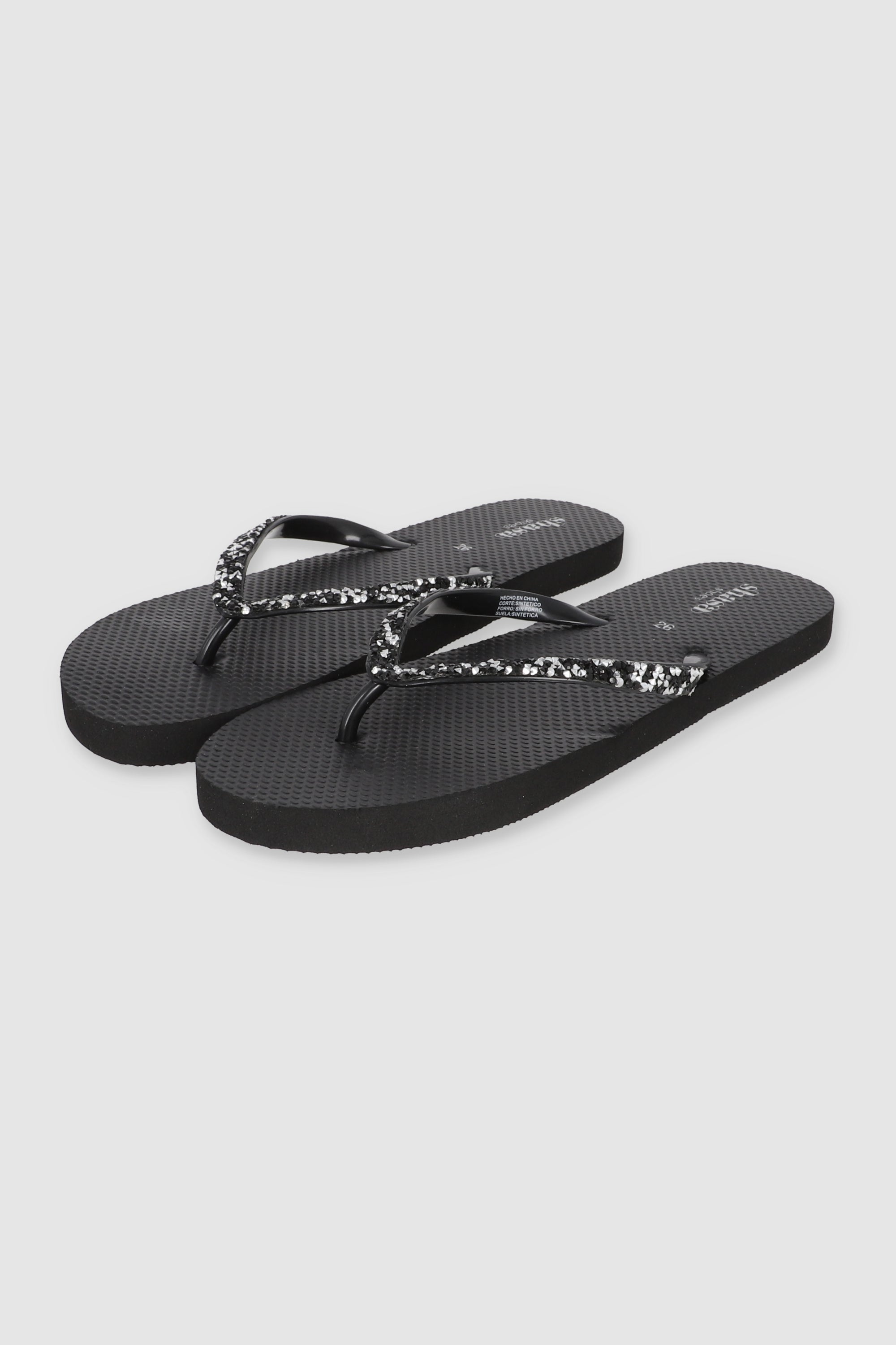 FLIP FLOP BRILLOS ROCA NEGRO