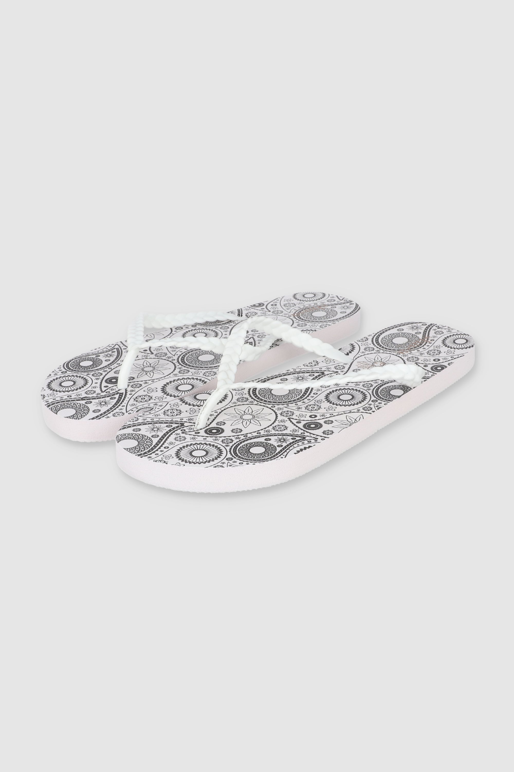 FLIP FLOP CHINELA TRENZA PRINT BLANCO