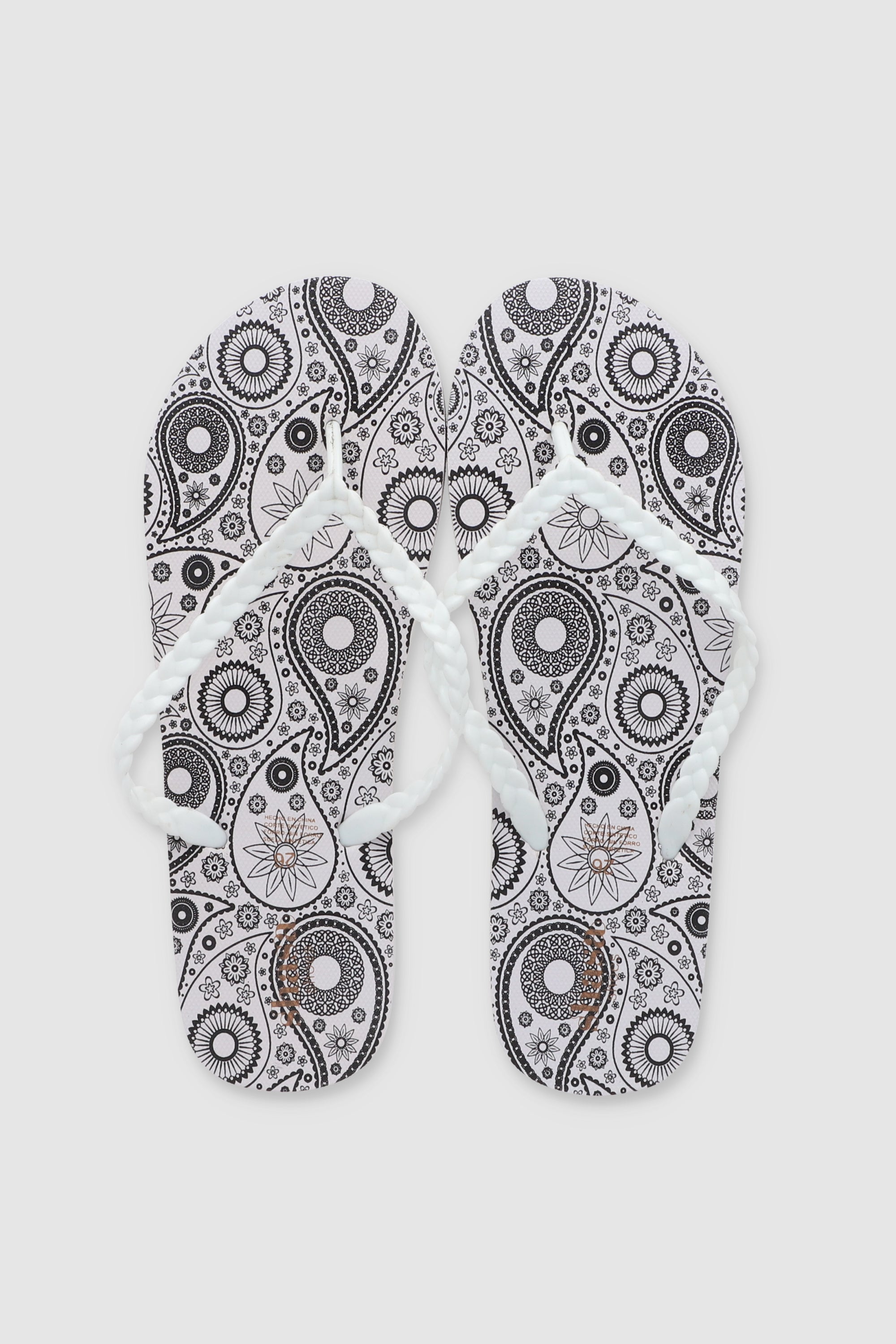 FLIP FLOP CHINELA TRENZA PRINT BLANCO