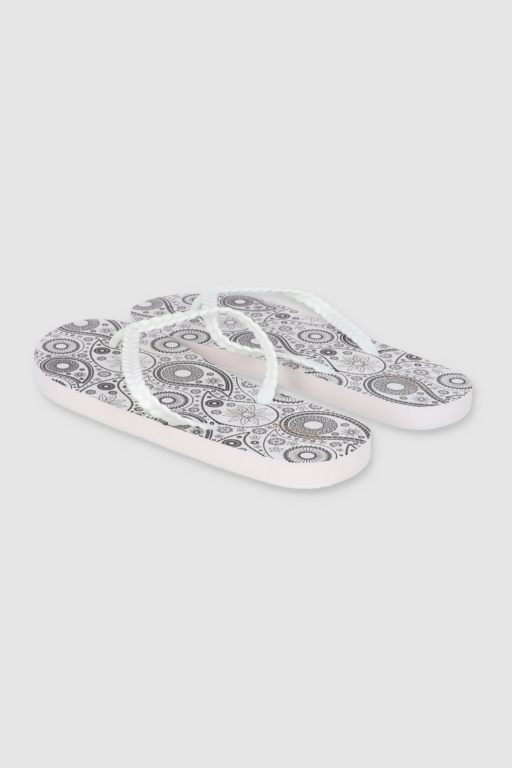 FLIP FLOP CHINELA TRENZA PRINT BLANCO