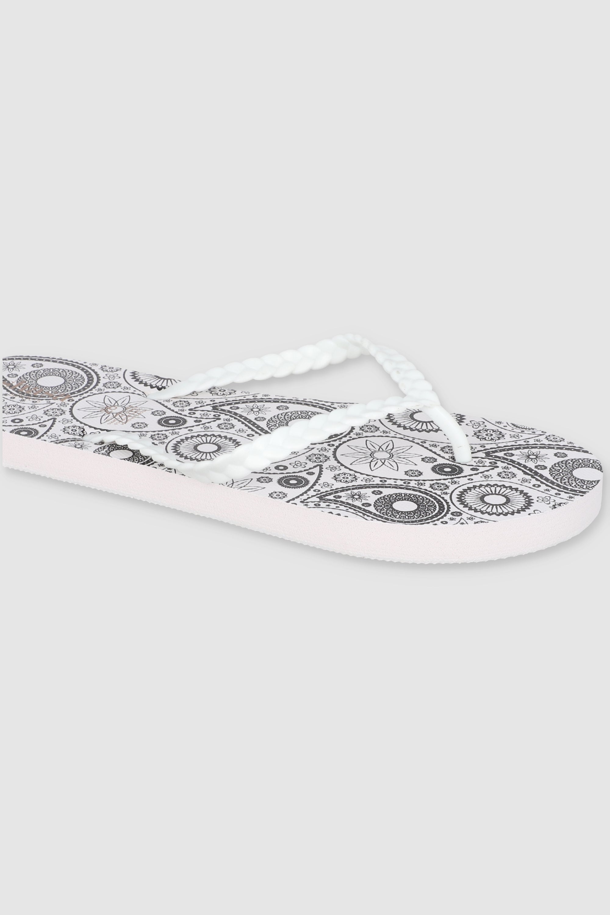 FLIP FLOP CHINELA TRENZA PRINT BLANCO