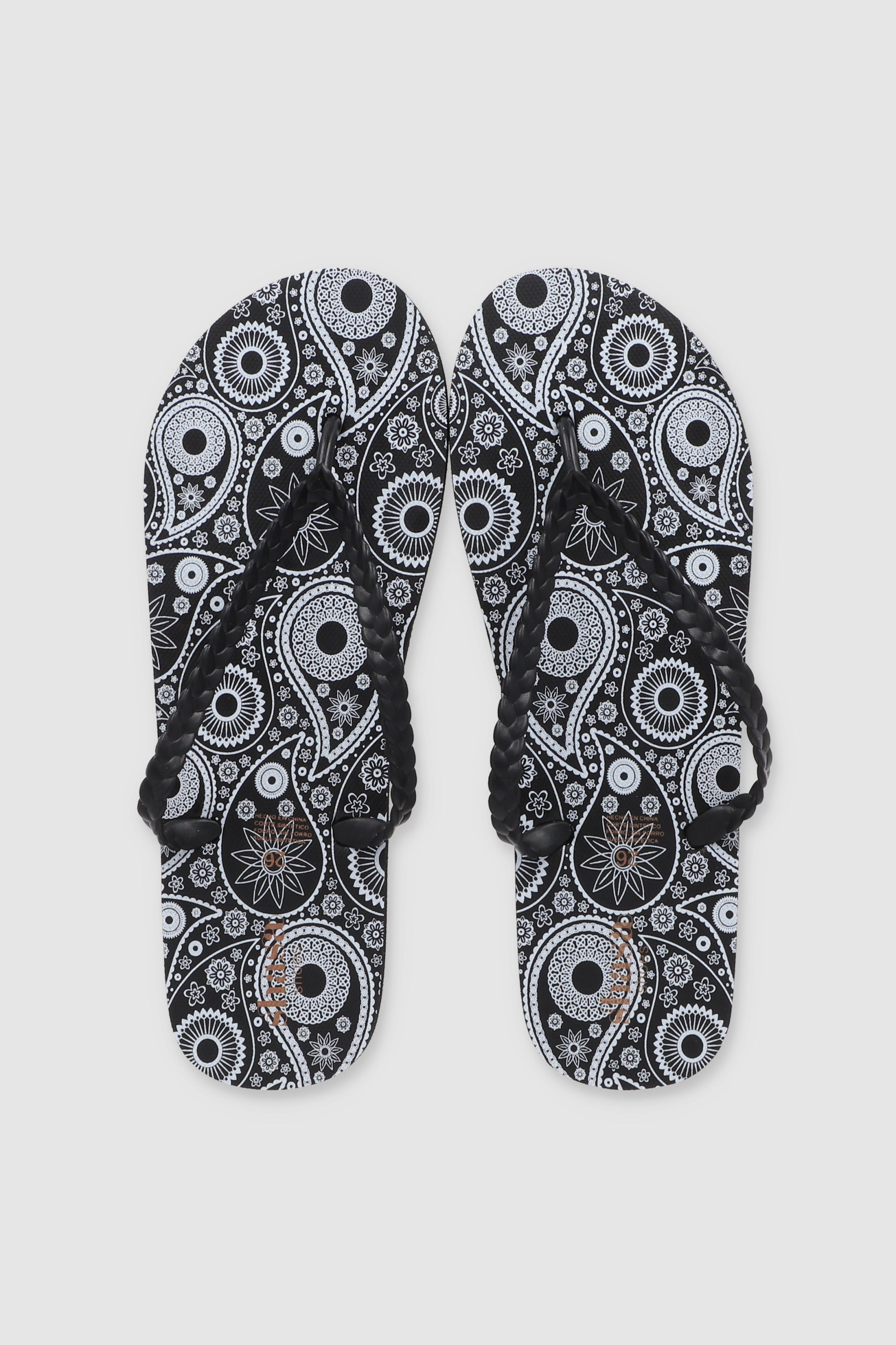 FLIP FLOP CHINELA TRENZA PRINT NEGRO