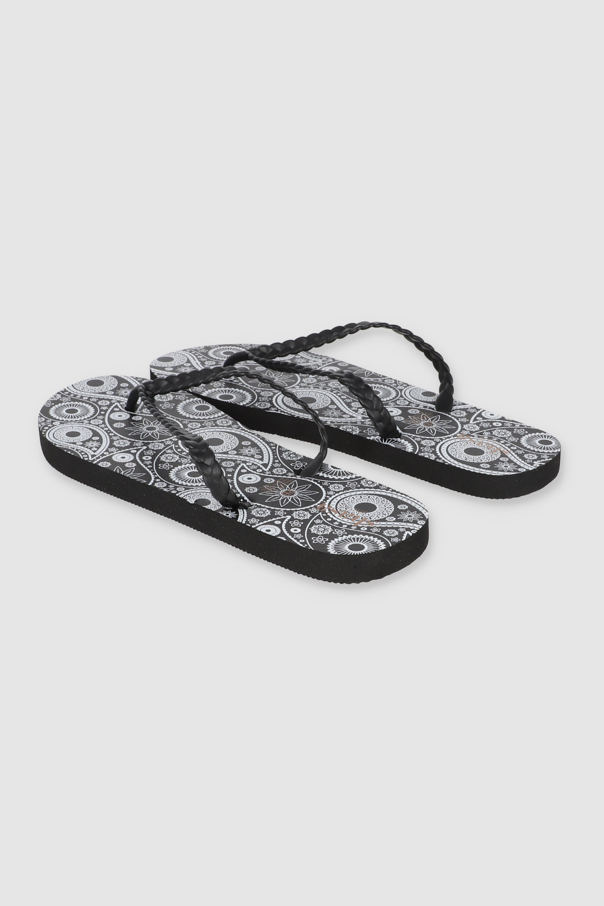 FLIP FLOP CHINELA TRENZA PRINT NEGRO