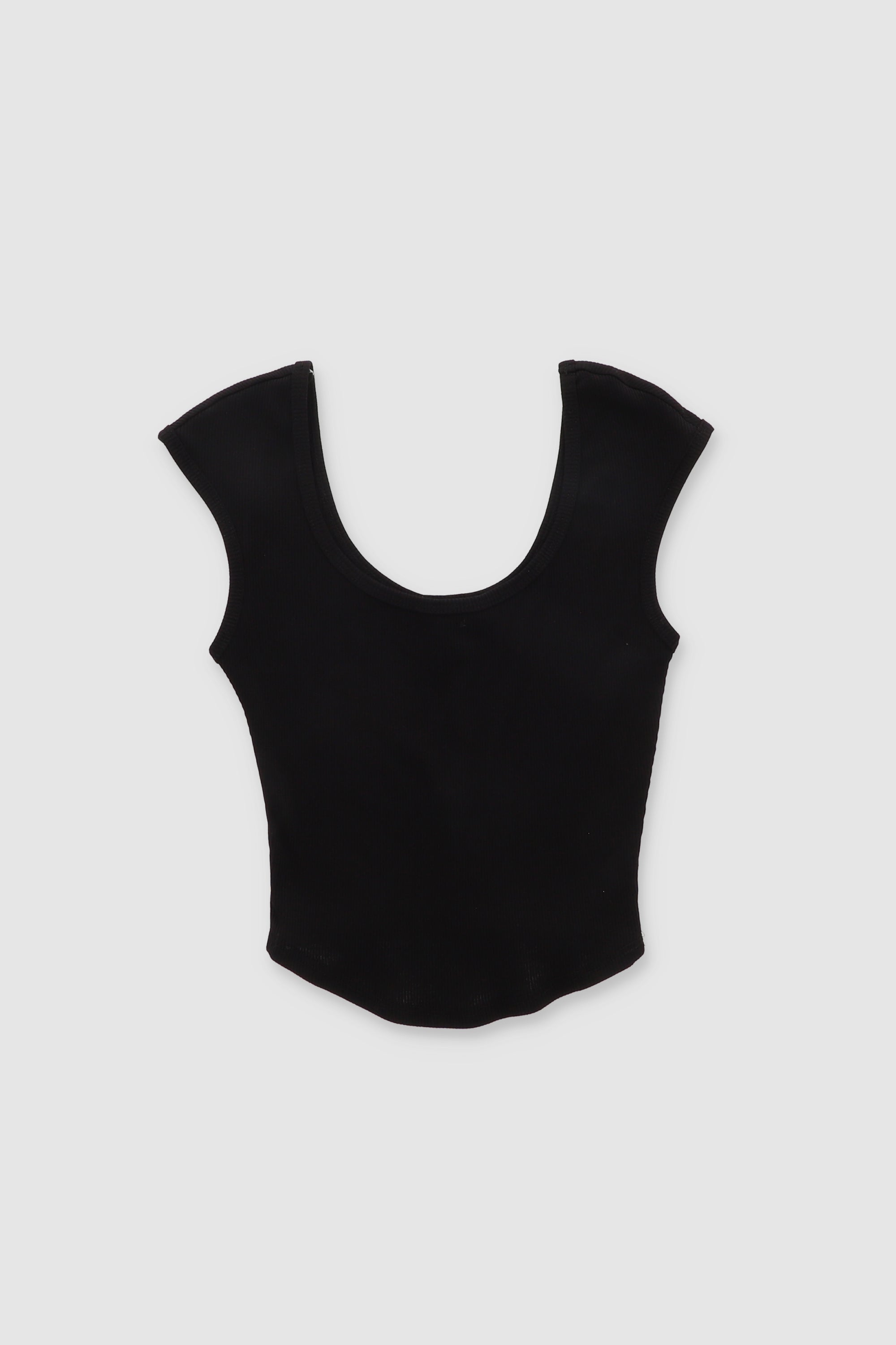 Top cuello redondo rib NEGRO