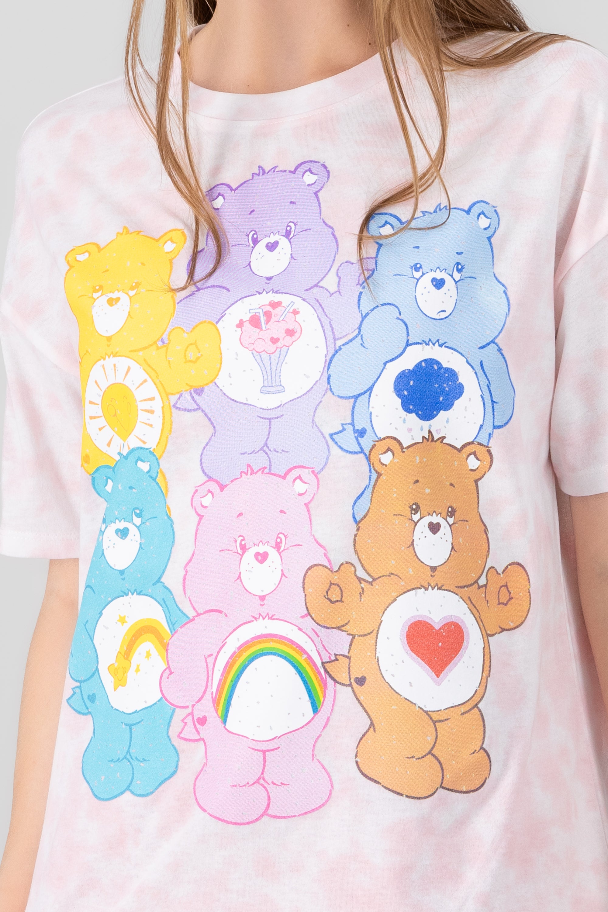 Playera care bears tie dye ROSA COMBO