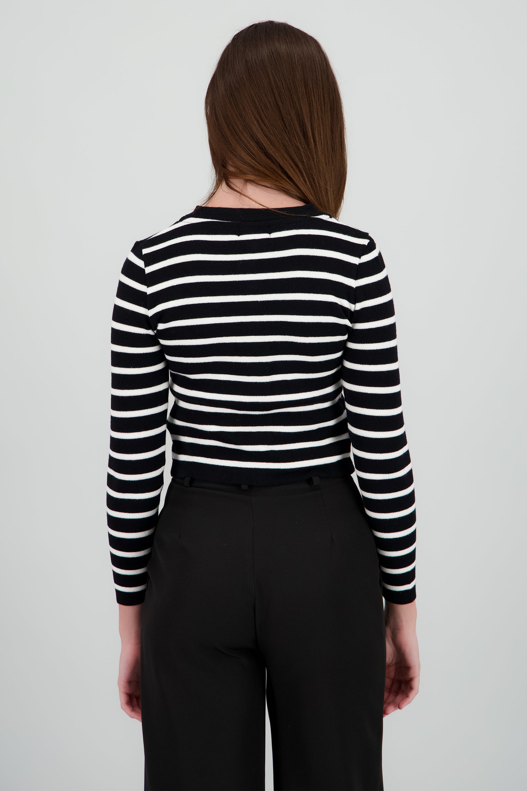 Cardigan rayas viscosa con boton Hypsters NEGRO COMBO