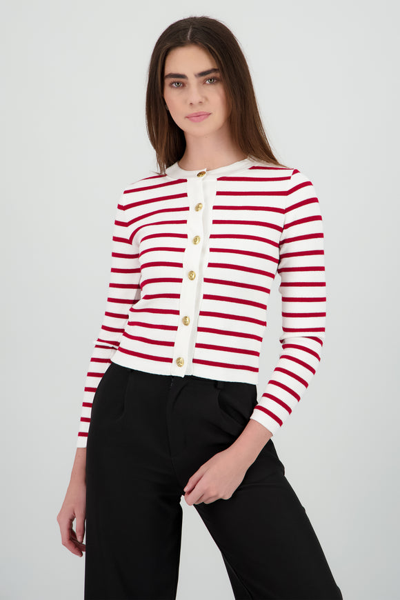 Cardigan rayas viscosa con boton Hypsters