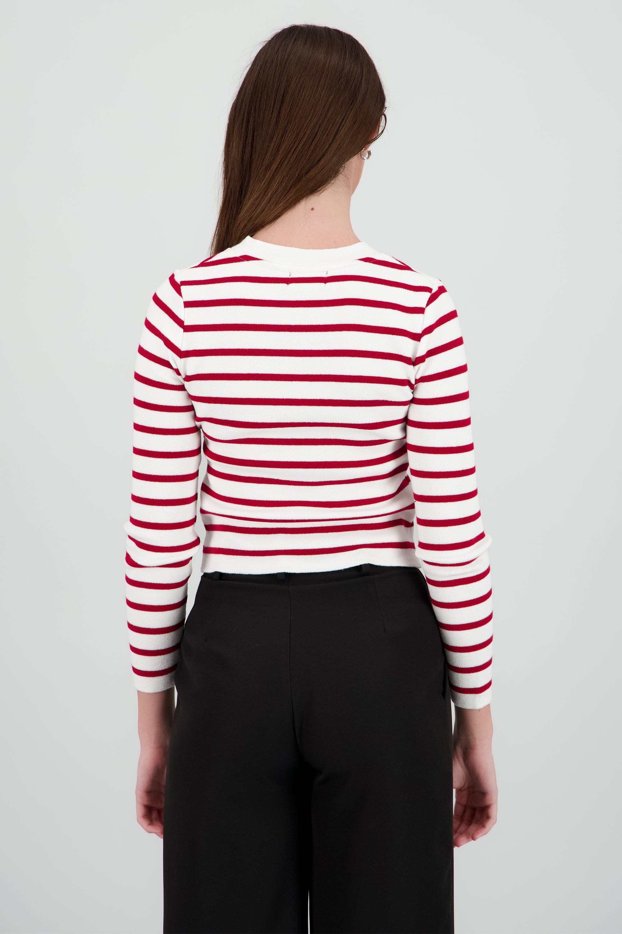 Cardigan rayas viscosa con boton Hypsters ROJO