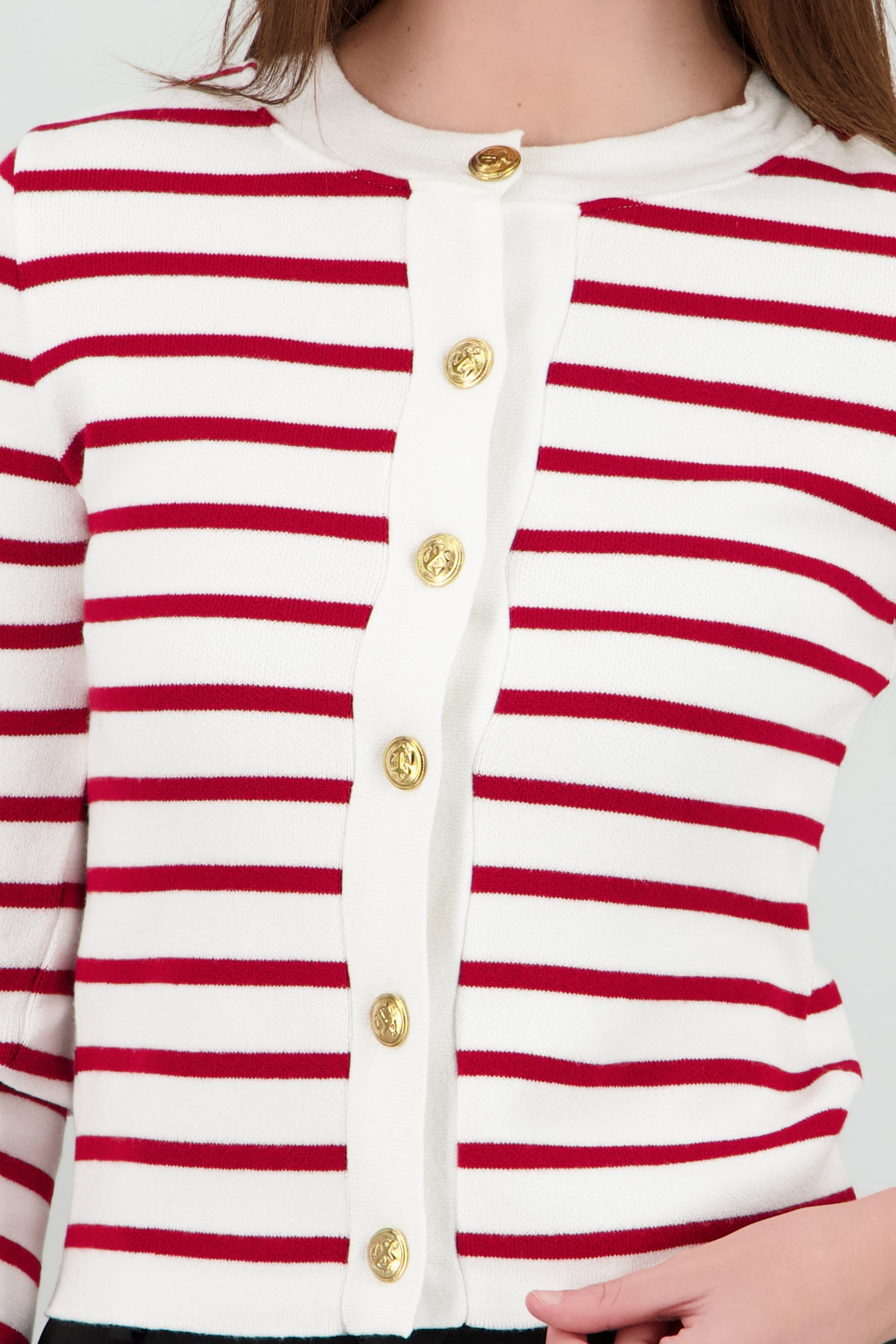 Cardigan rayas viscosa con boton Hypsters ROJO