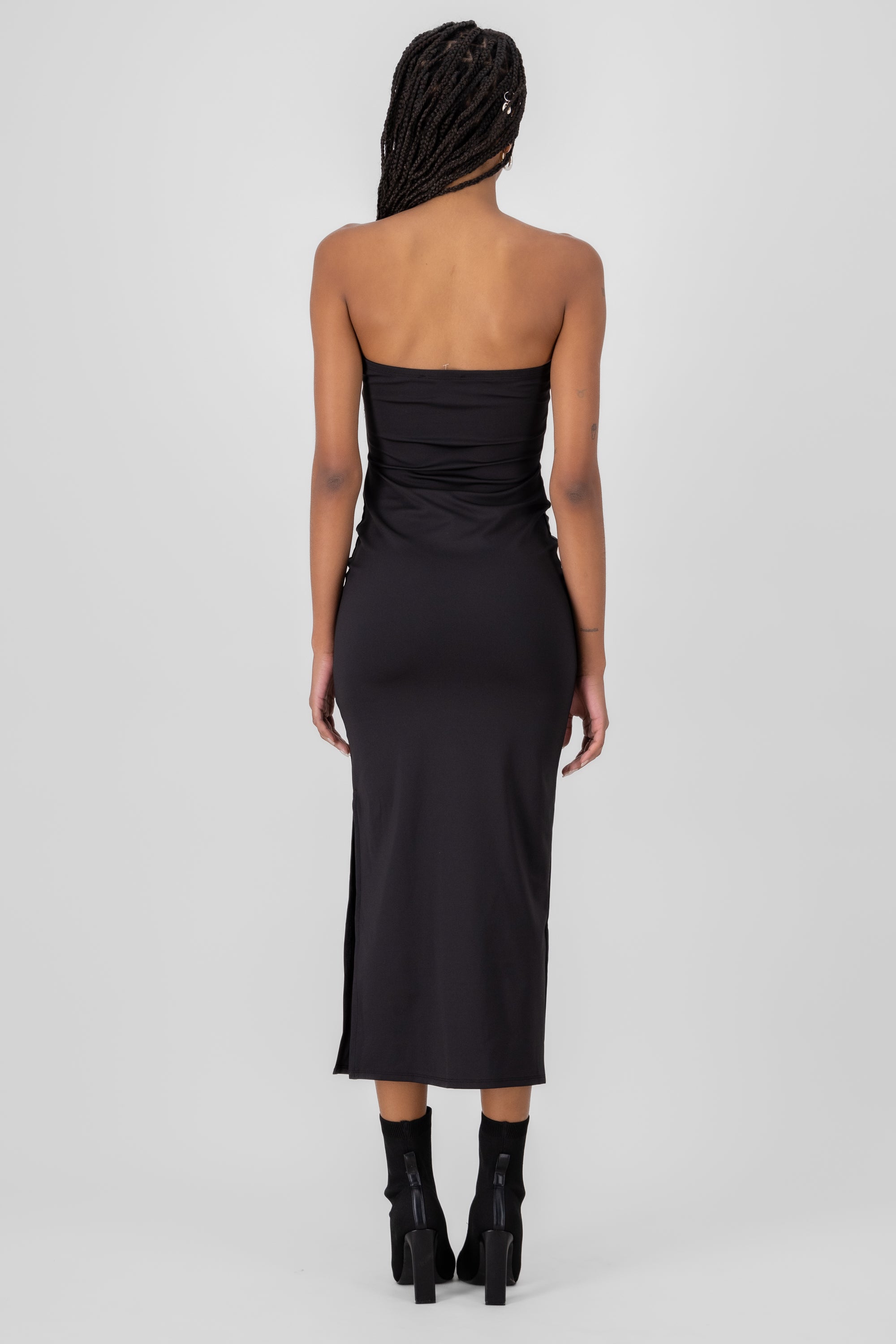 Vestido maxi strapless bodycon NEGRO