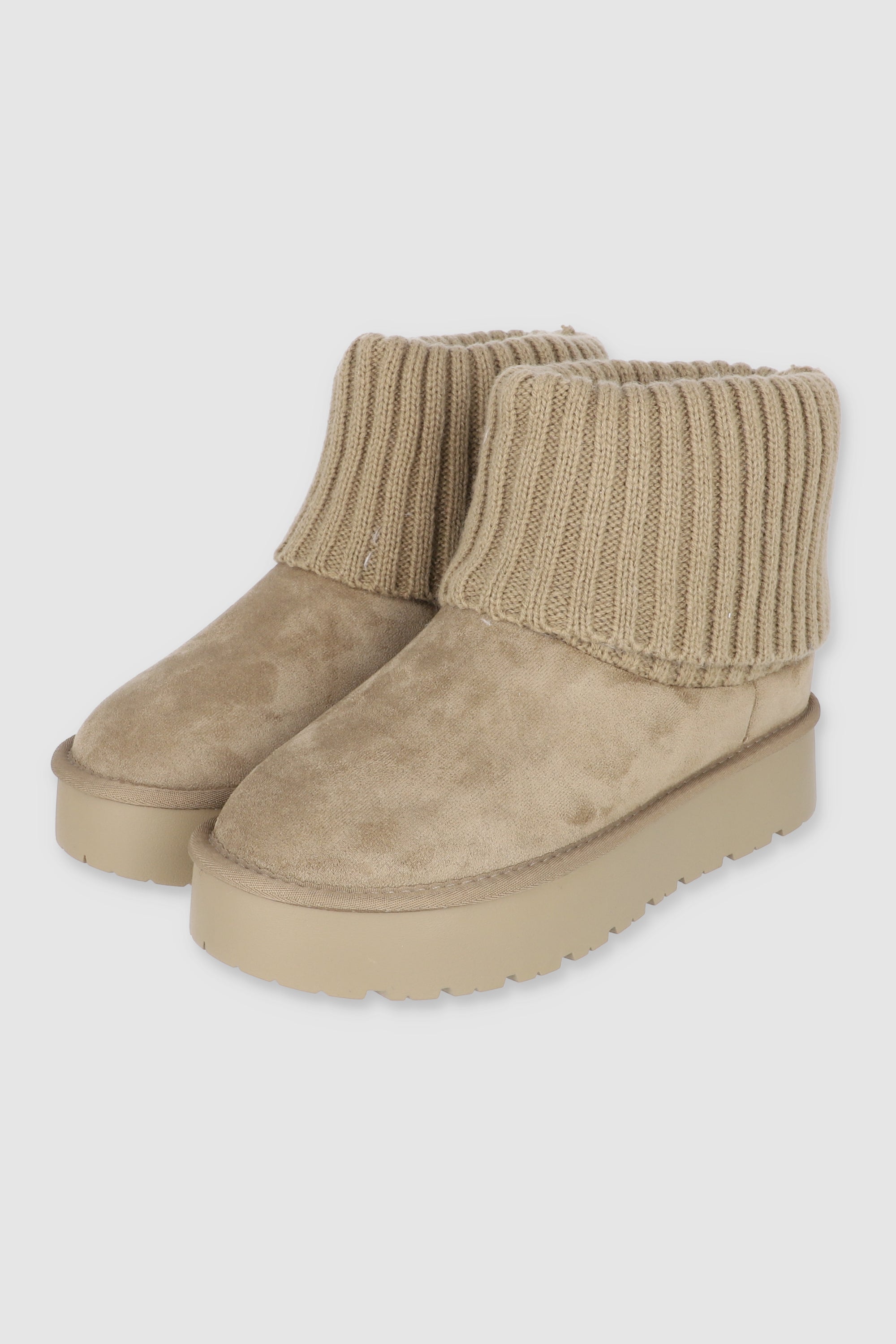 Bota invierno calceta tejida TAUPE